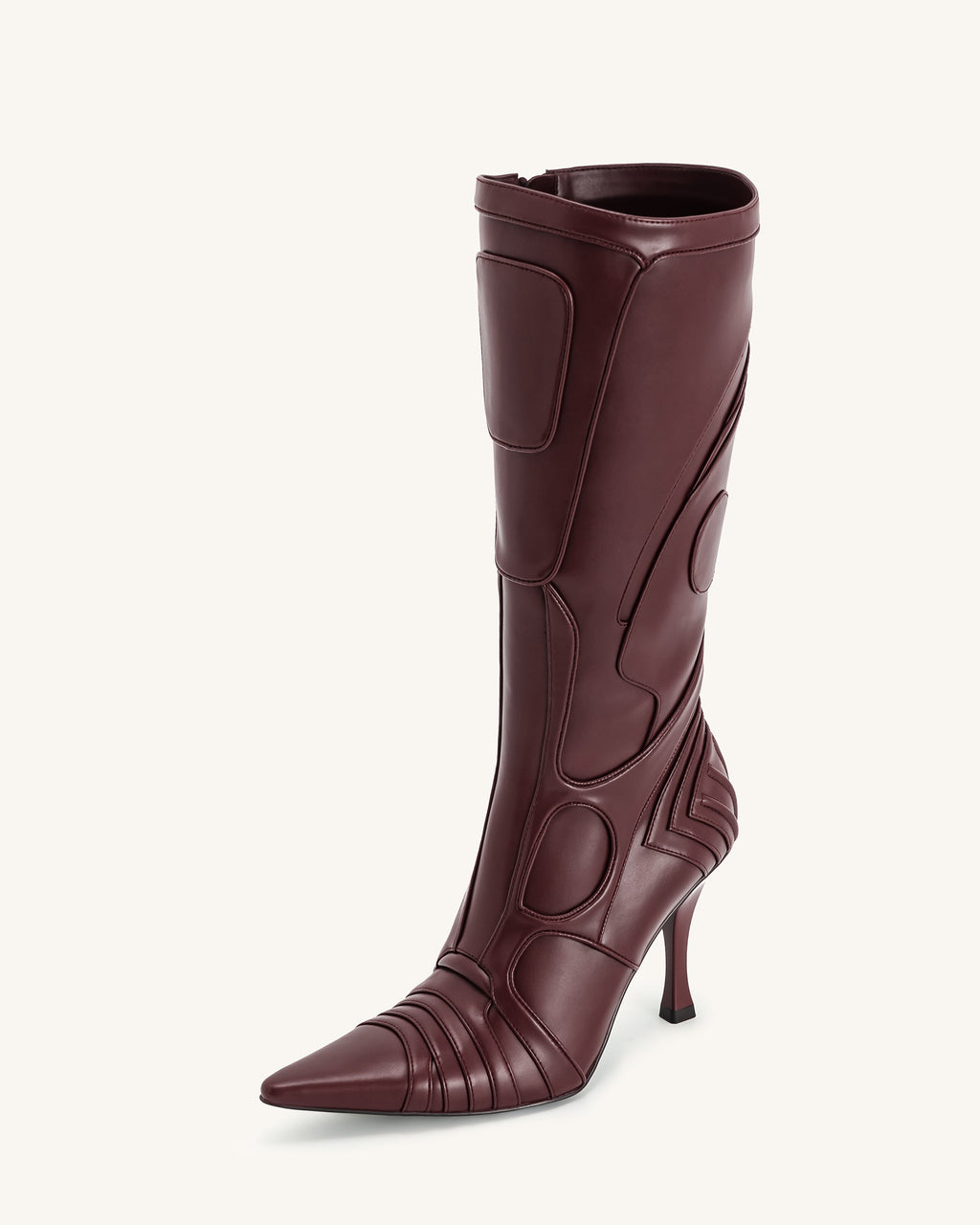 Odette™ Futuristic Heeled Bike Boots | Burgundy