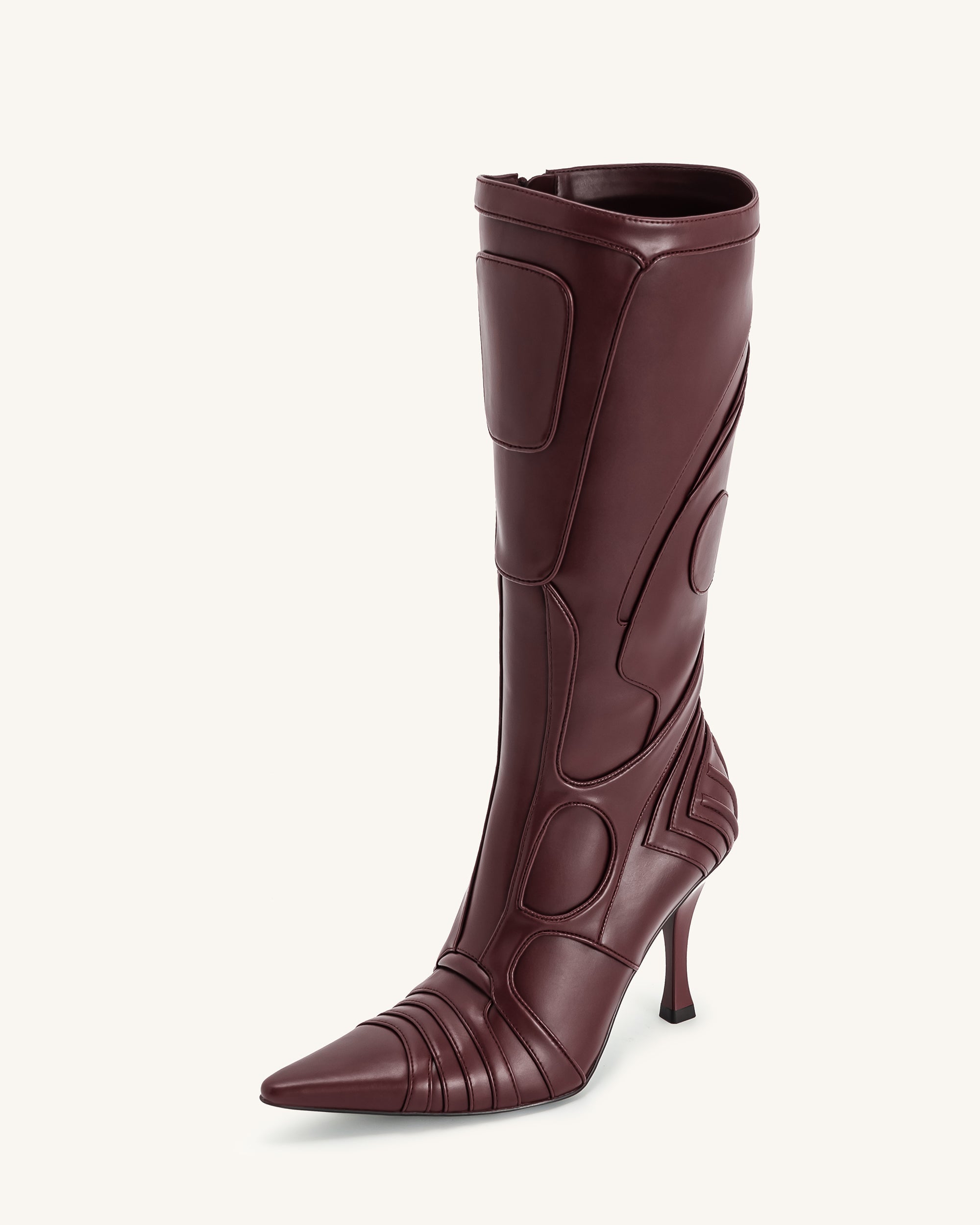 Odette™ Futuristic Heeled Bike Boots | Burgundy