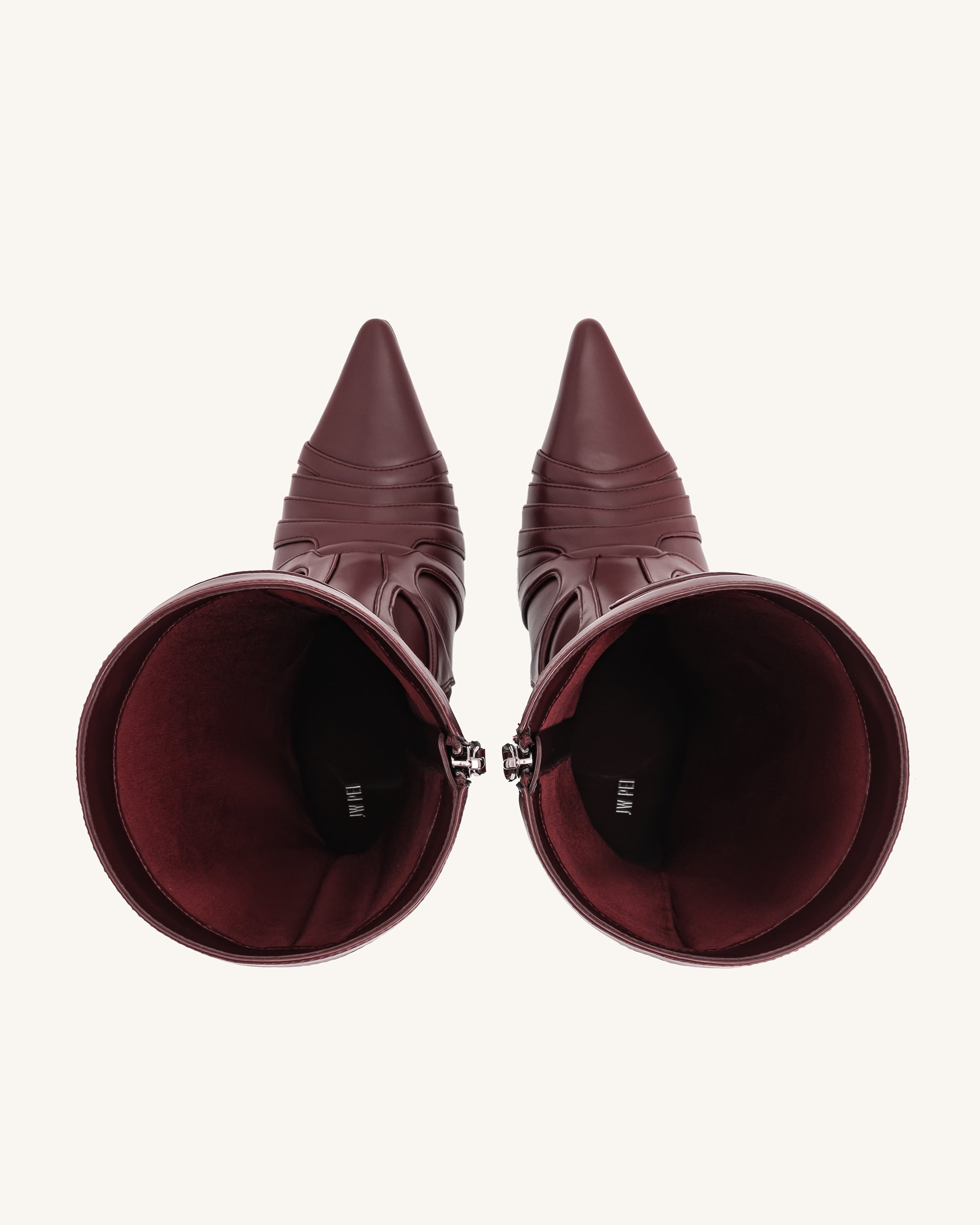 Odette™ Futuristic Heeled Bike Boots | Burgundy