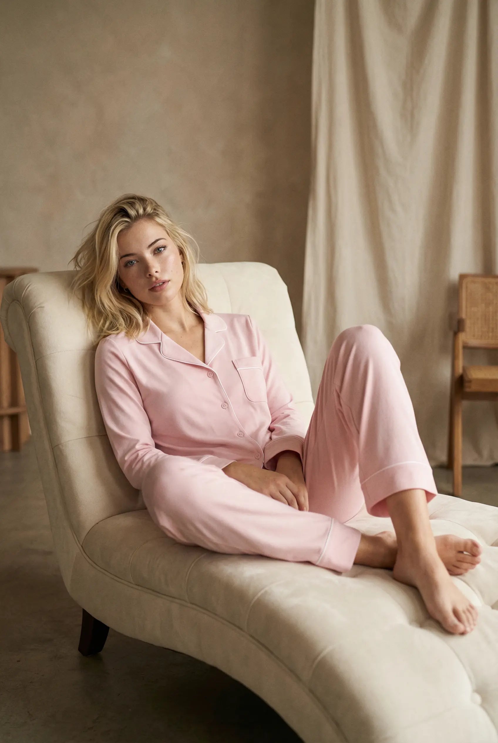 Langarm-Pyjama-Set | Hellrosa