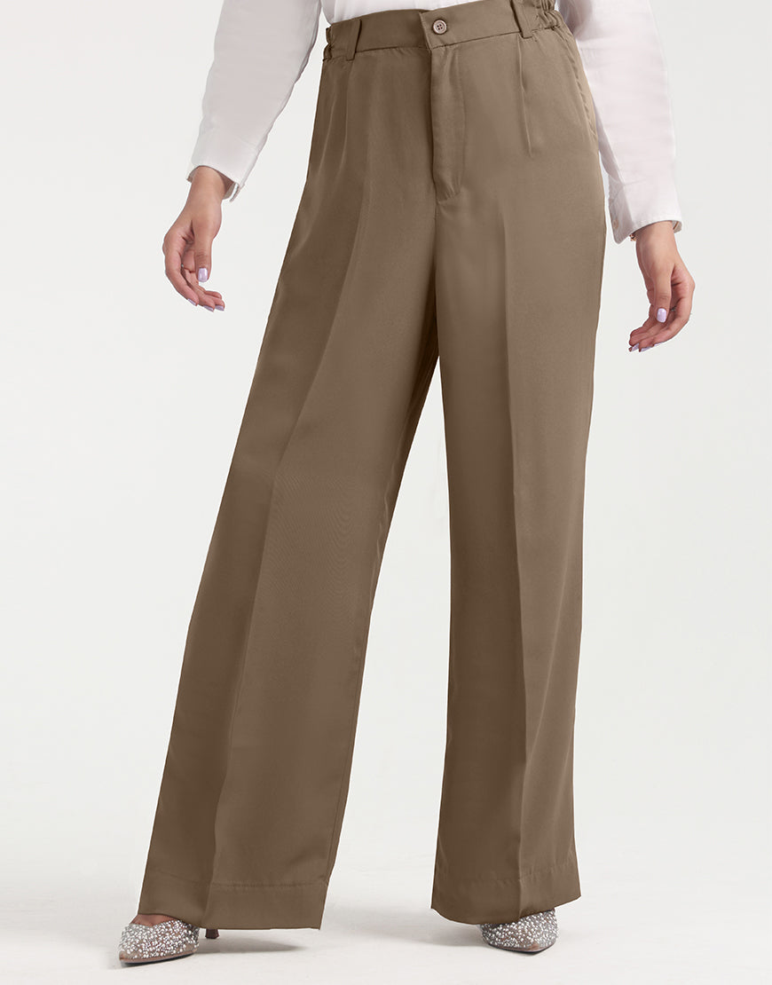 Soft Flow™ | Wide-Leg Georgette-Hose in Braun