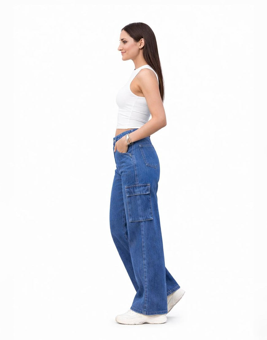 Urban Cargo™ | High-Waist Wide-Leg Cargo Jeans