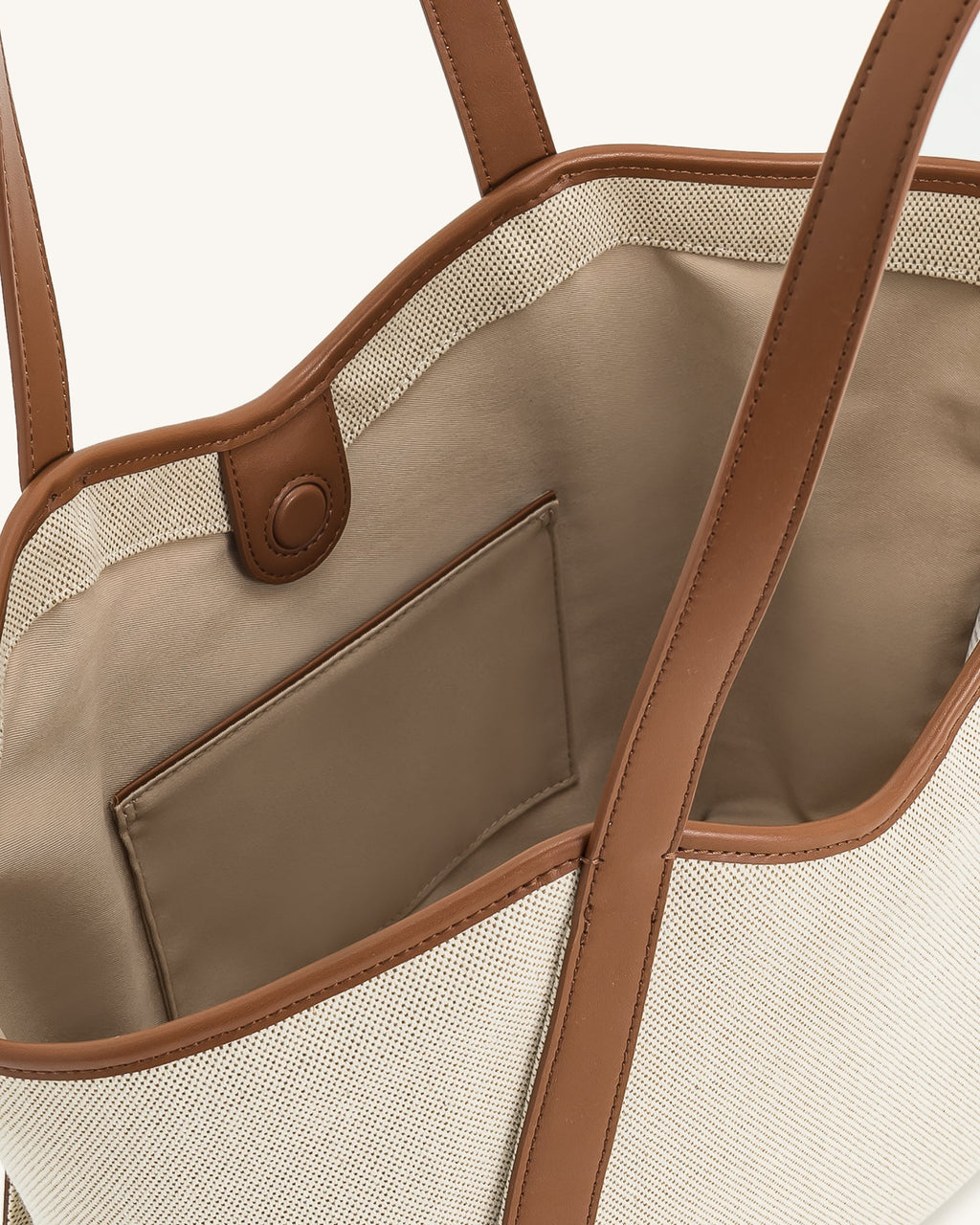 Seraphina™ | Geräumige Tote Bag aus Kunstwildleder Weiss / Hellbraun