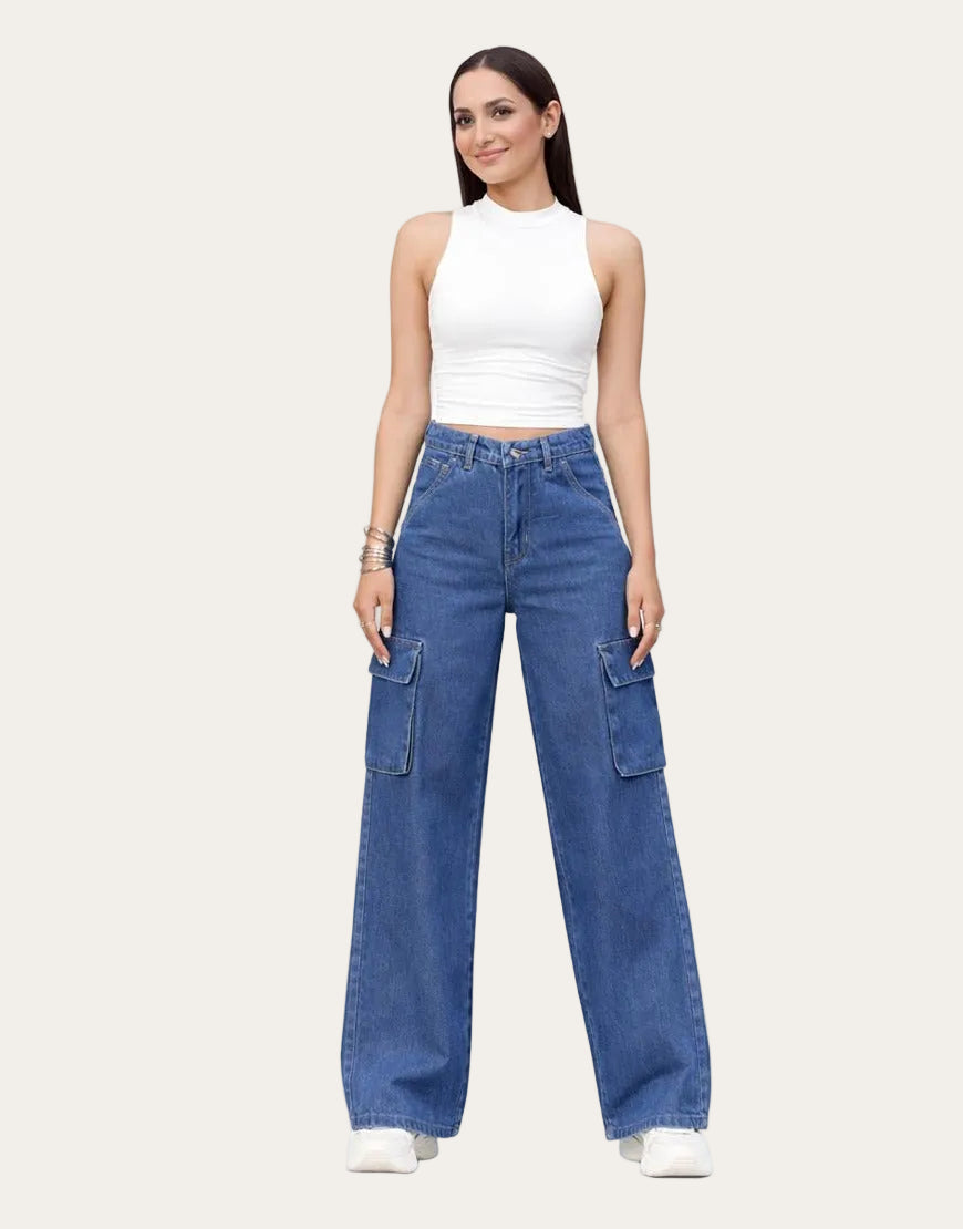 Urban Cargo™ | High-Waist Wide-Leg Cargo Jeans