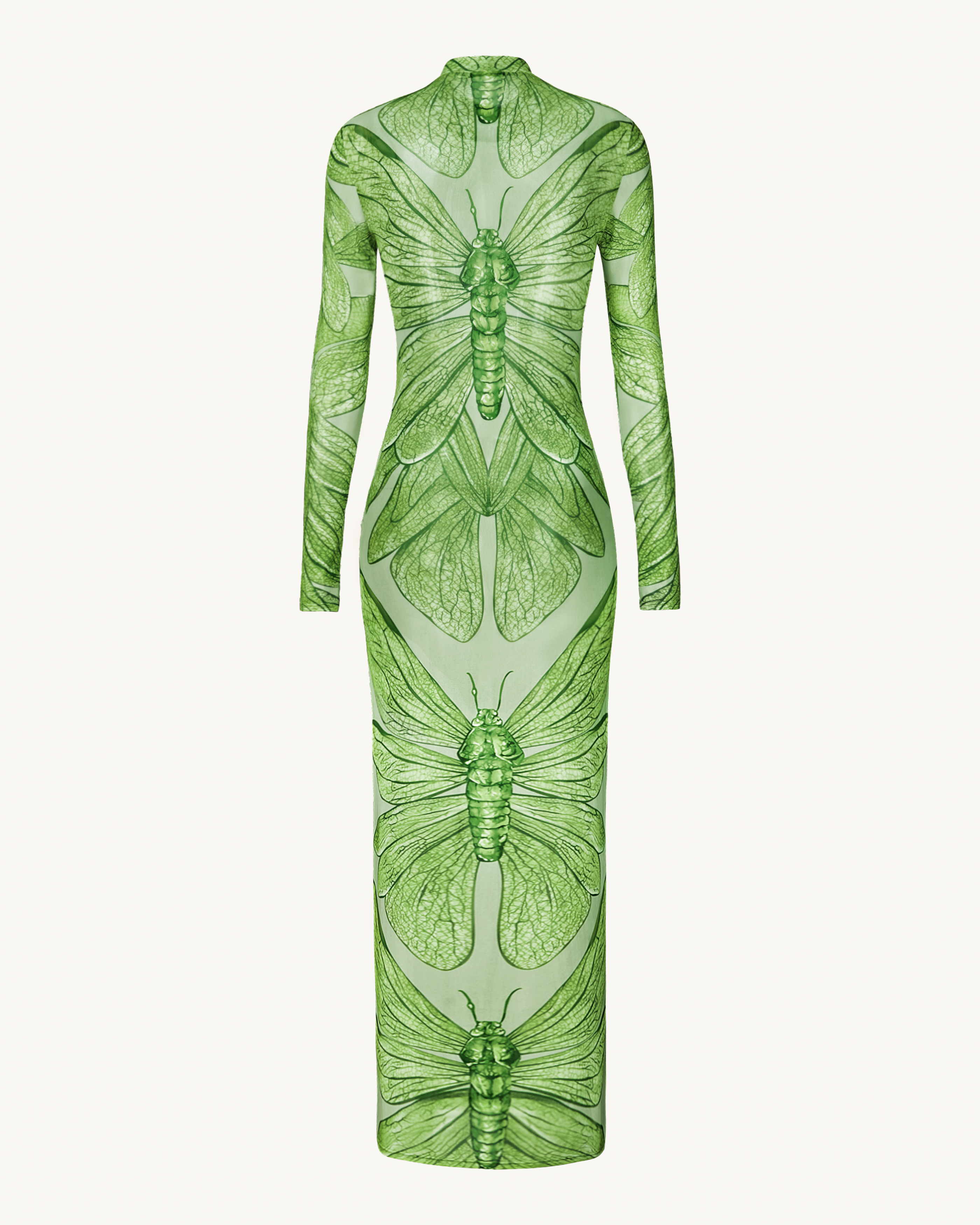 Emerald™ | Transparentes Mesh-Kleid mit Libellenmotiv – Grün