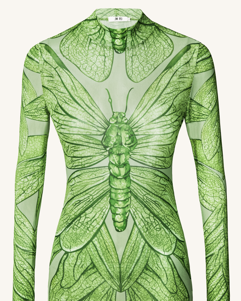 Emerald™ | Transparentes Mesh-Kleid mit Libellenmotiv – Grün
