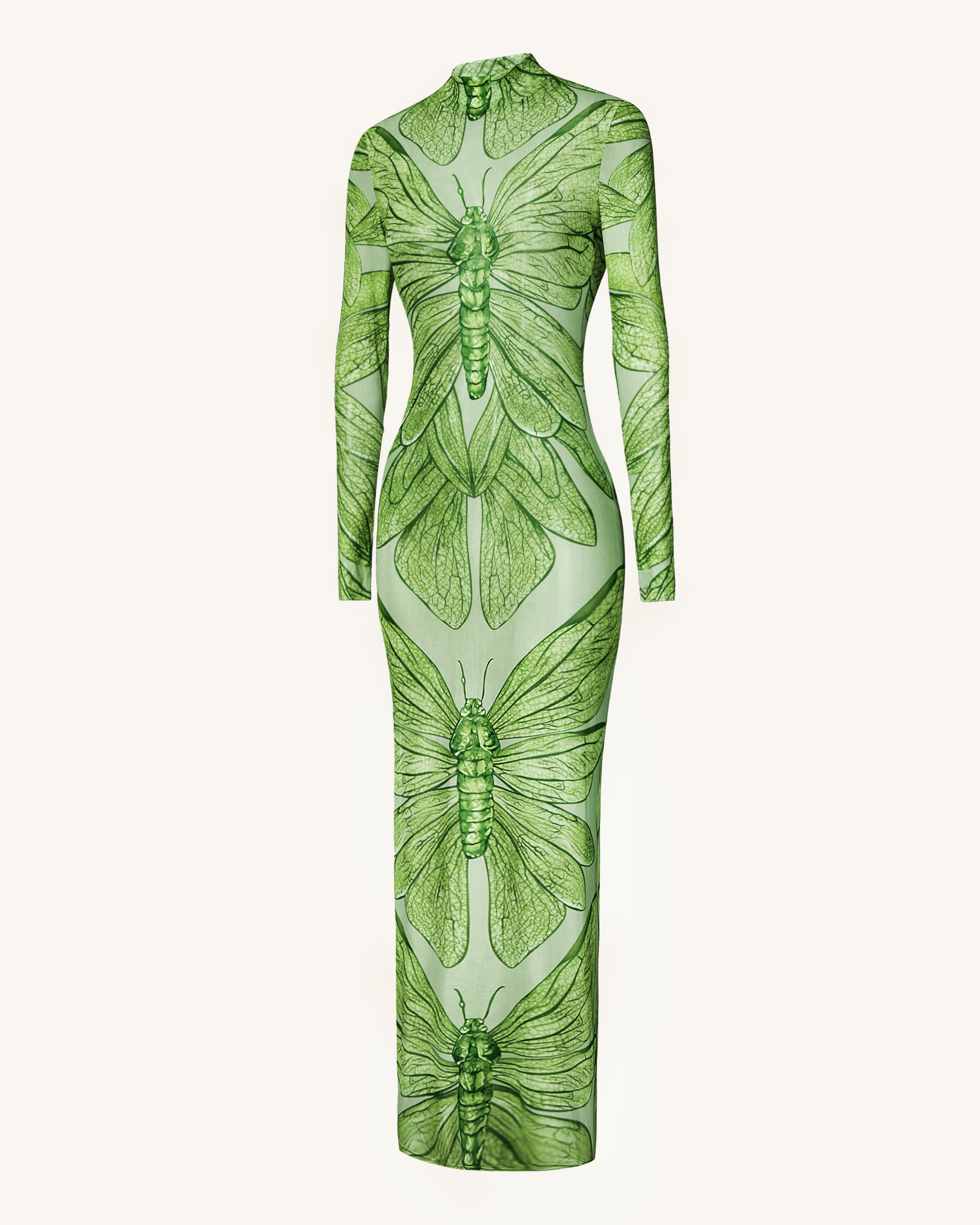 Emerald™ | Transparentes Mesh-Kleid mit Libellenmotiv – Grün