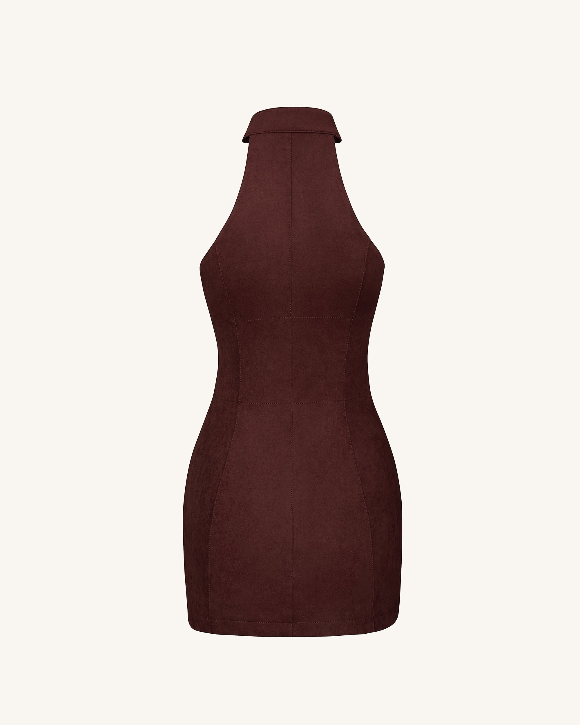 Ruby™ | Halterneck-Minikleid mit Reissverschluss – Coffee Rot