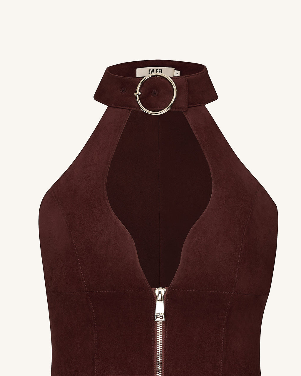 Ruby™ | Halterneck-Minikleid mit Reissverschluss – Coffee Rot