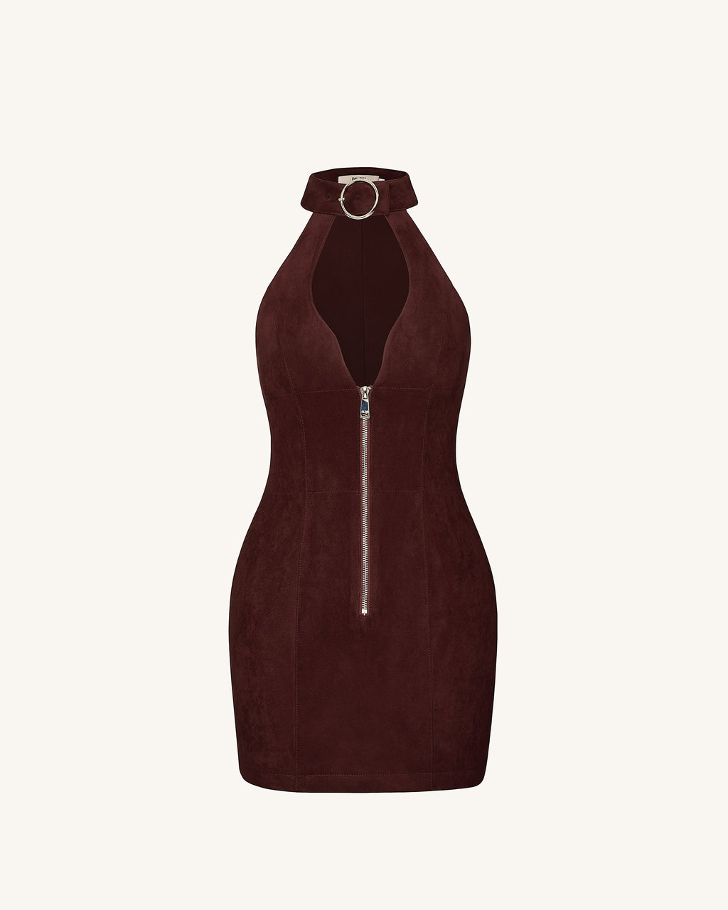 Ruby™ | Halterneck-Minikleid mit Reissverschluss – Coffee Rot