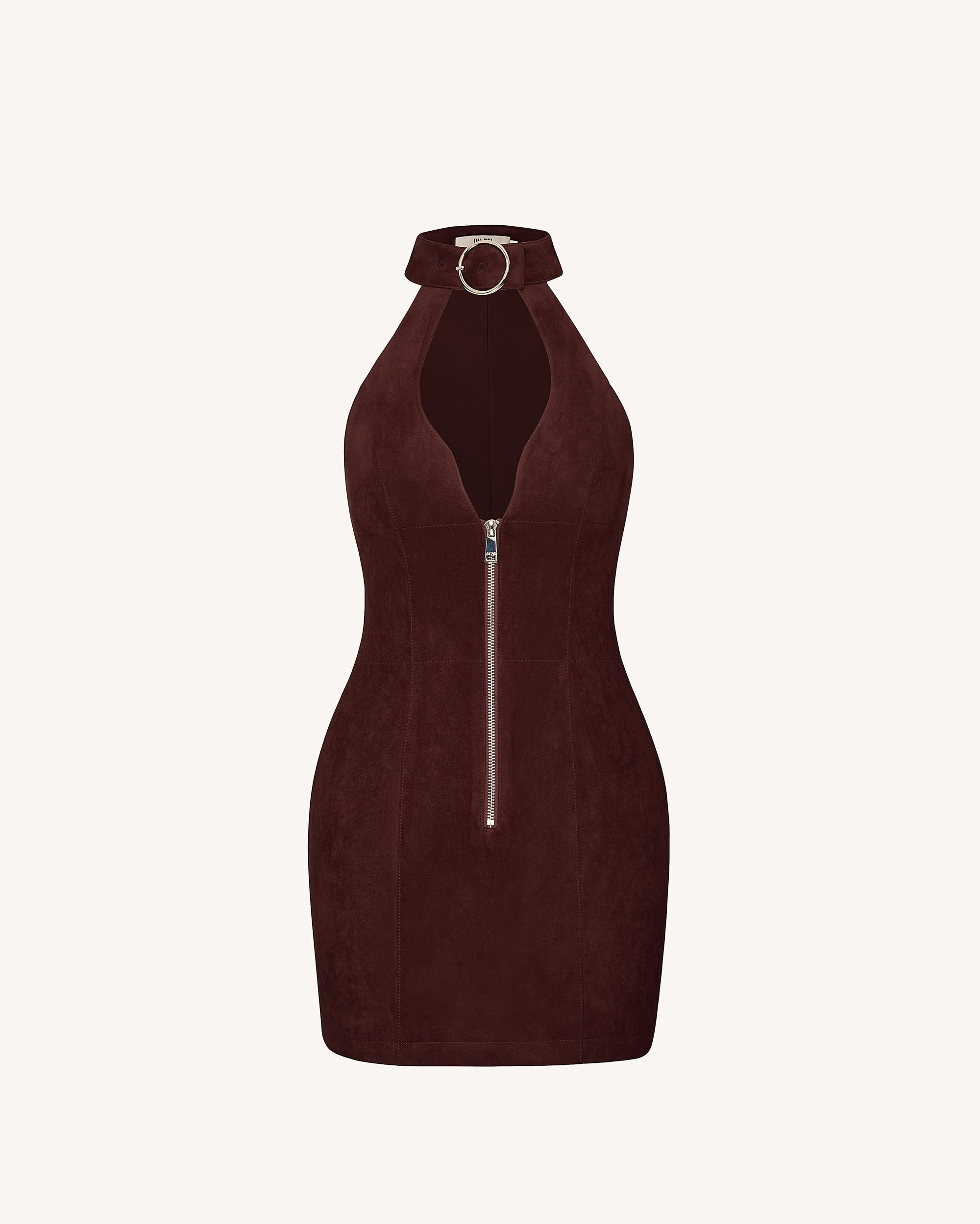 Ruby™ | Halterneck-Minikleid mit Reissverschluss – Coffee Rot