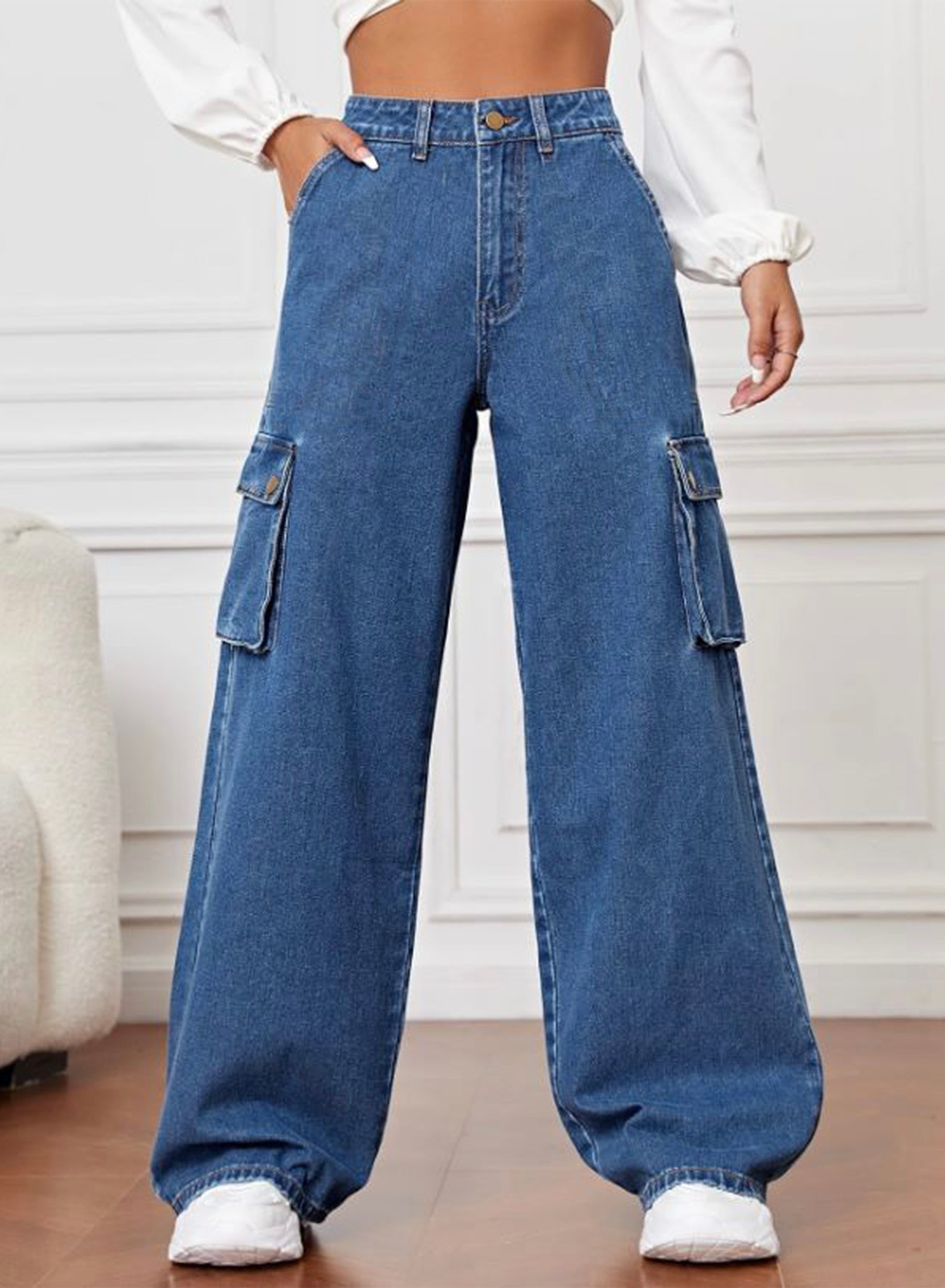 Urban Cargo™ | High-Waist Wide-Leg Cargo Jeans
