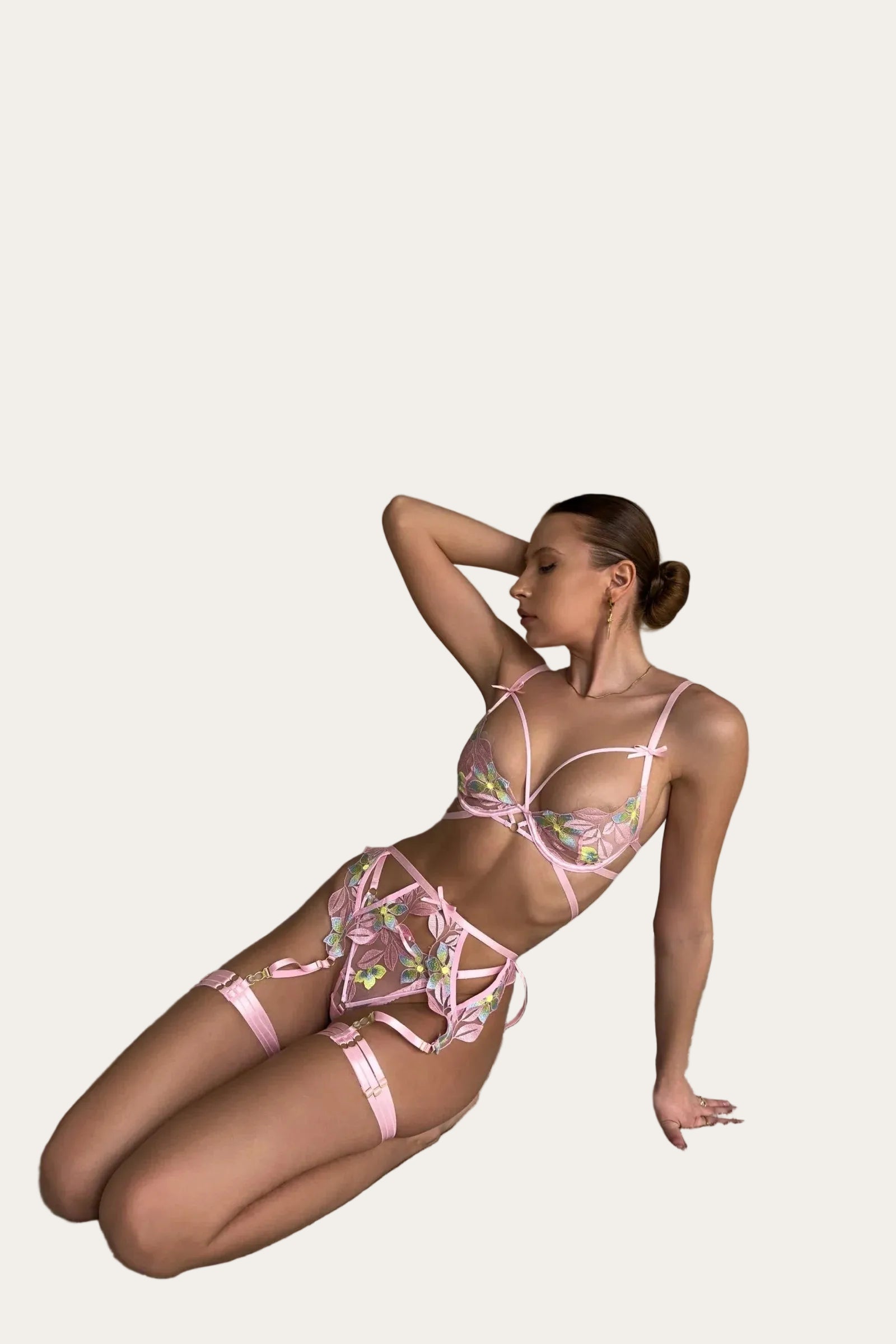 Peony Blush™ | Spitzen- & Mesh-Dessous-Set in Rosa