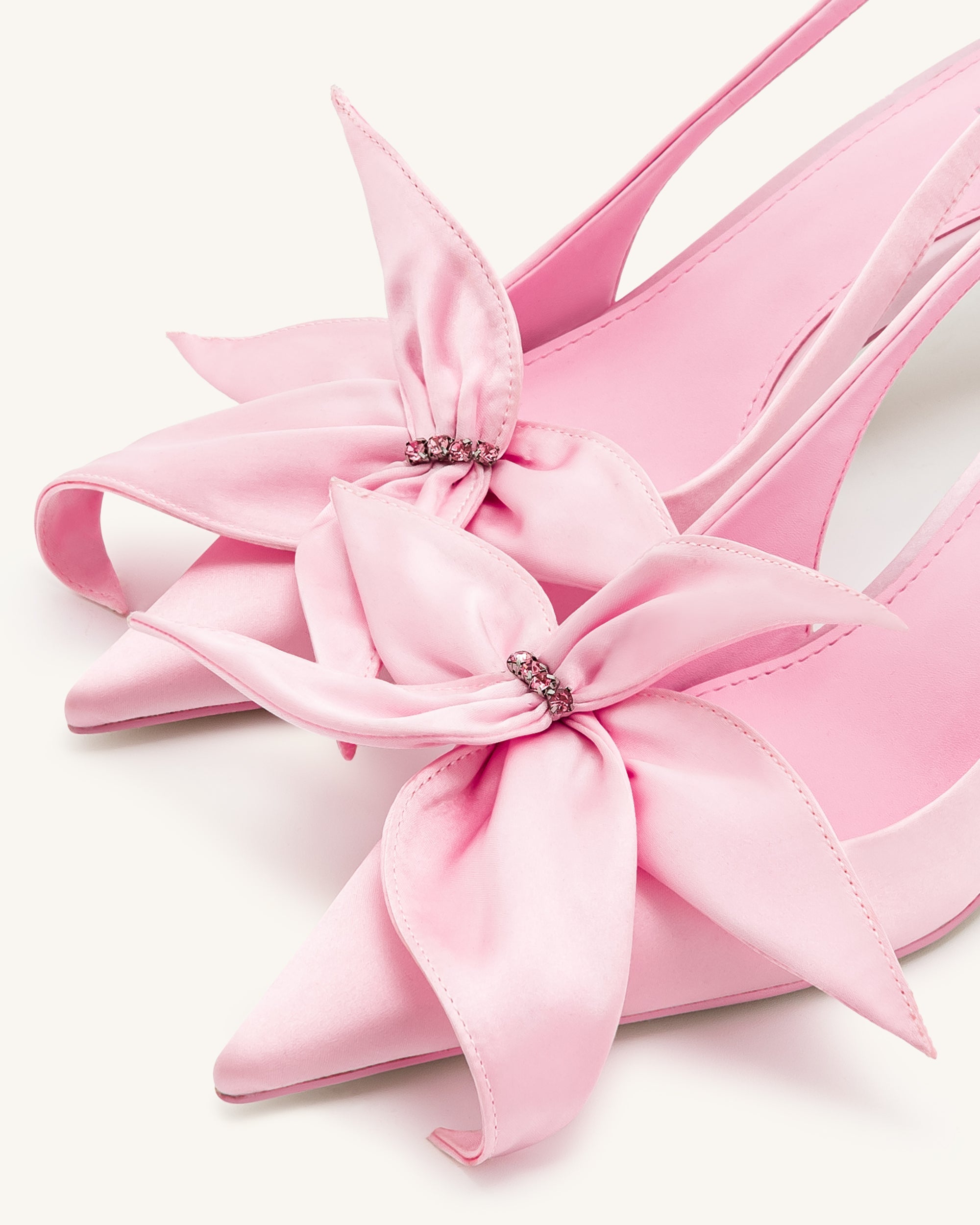 Queena™ | Slingback-Pumps mit floralen Applikationen – Pink