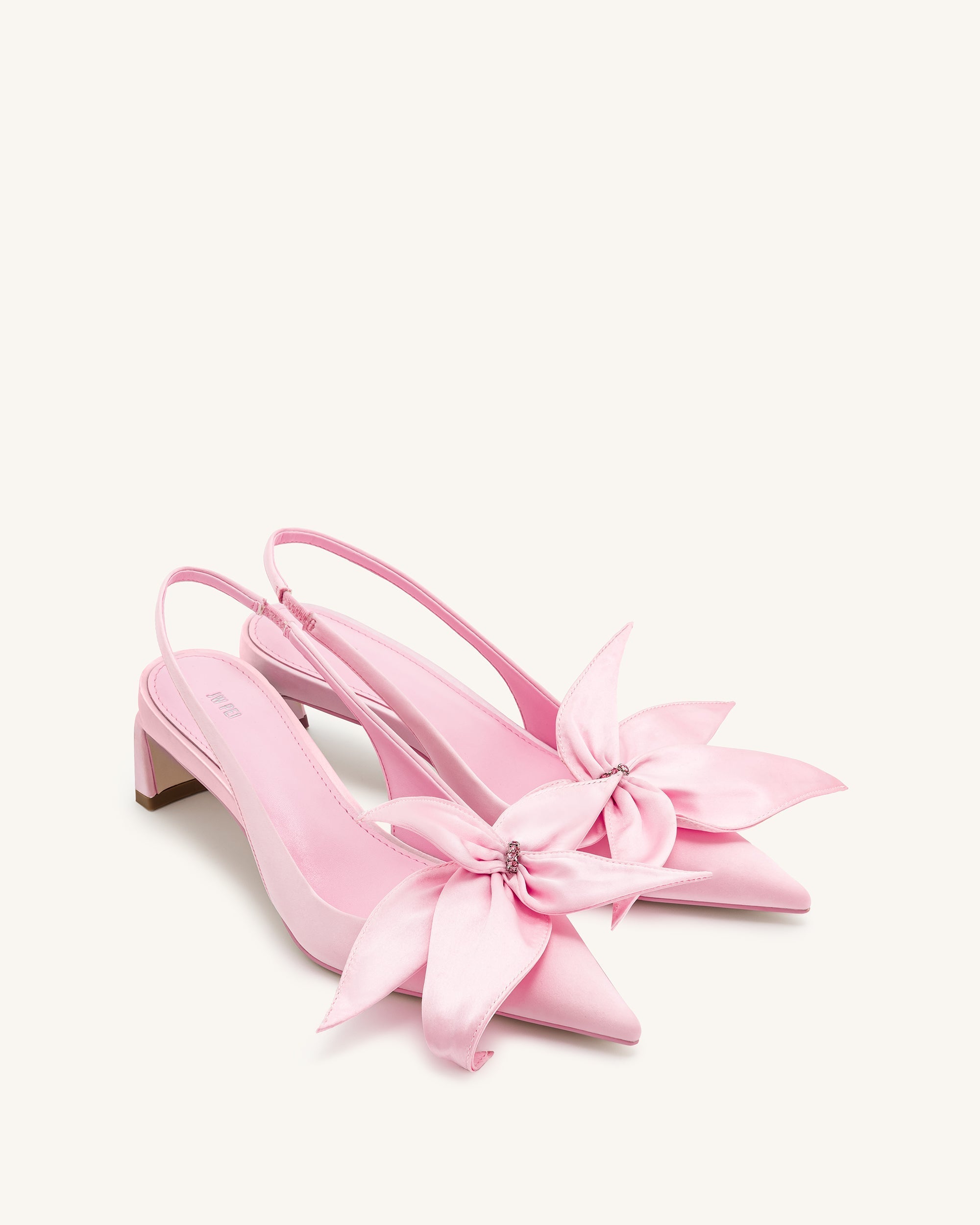 Queena™ | Slingback-Pumps mit floralen Applikationen – Pink
