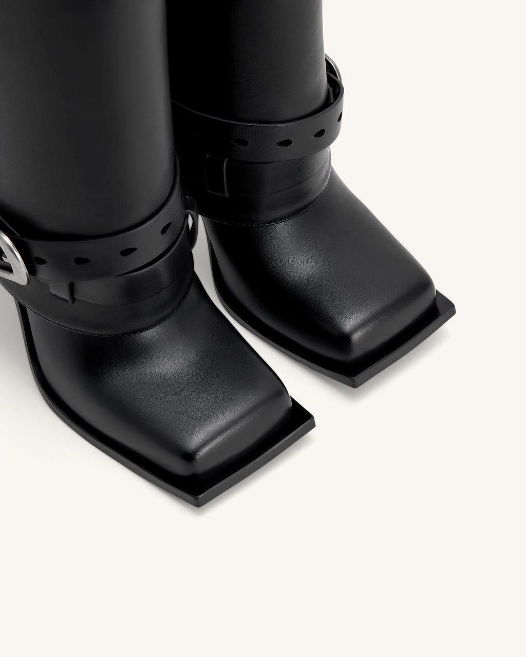 Emilia™ | Western-Stiletto-Stiefel mit Schnallen – Schwarz