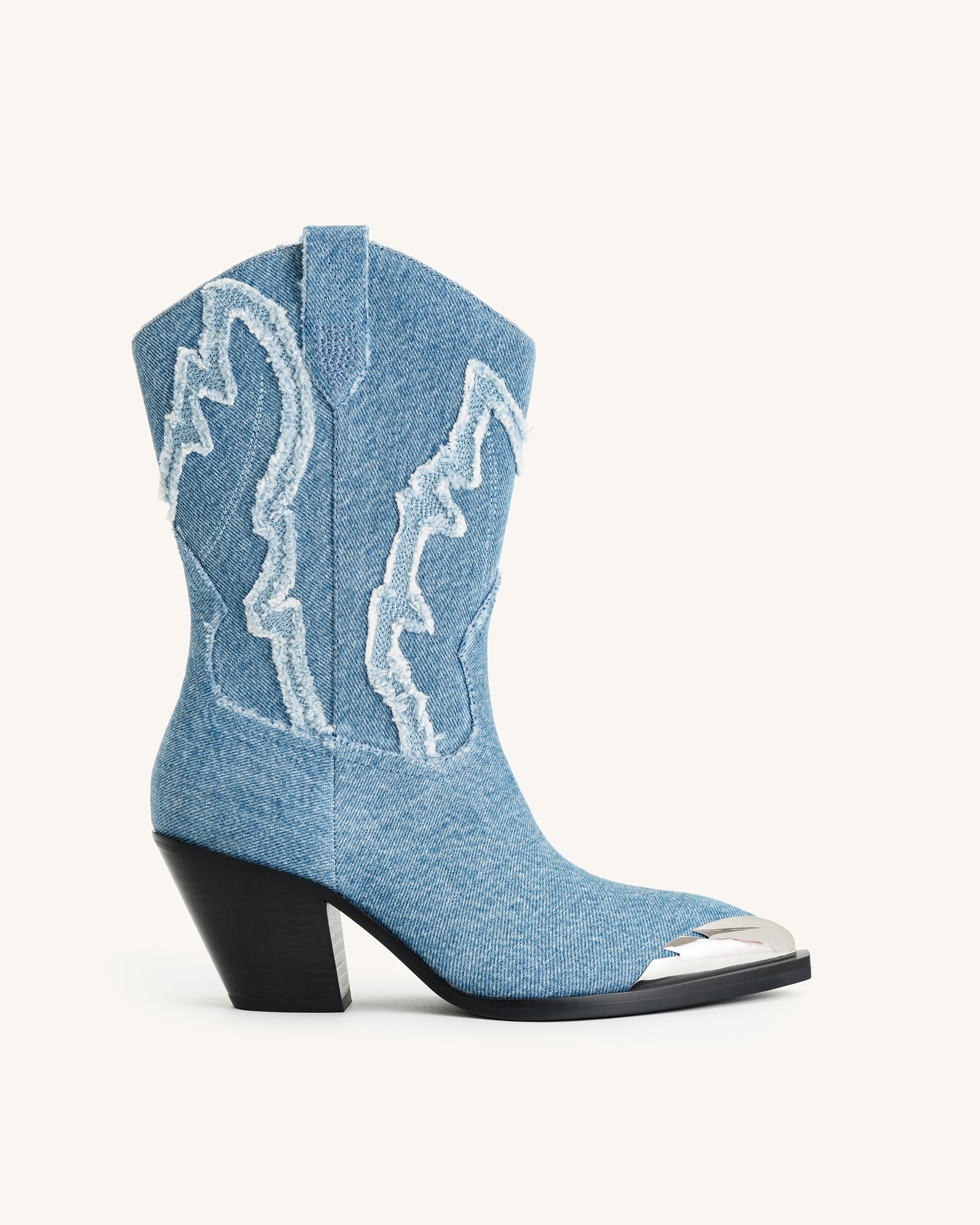 Riya™ | Moderner Western-Stiefel im Denim-Look – Blau