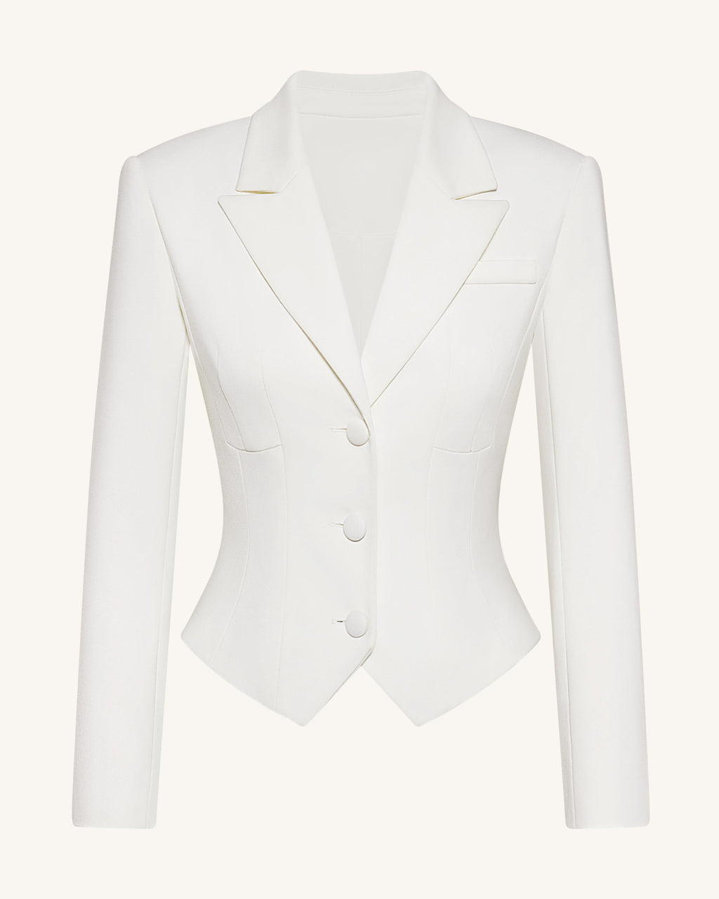Elena™ | Cropped-Blazer mit betonter Taille – Weiss