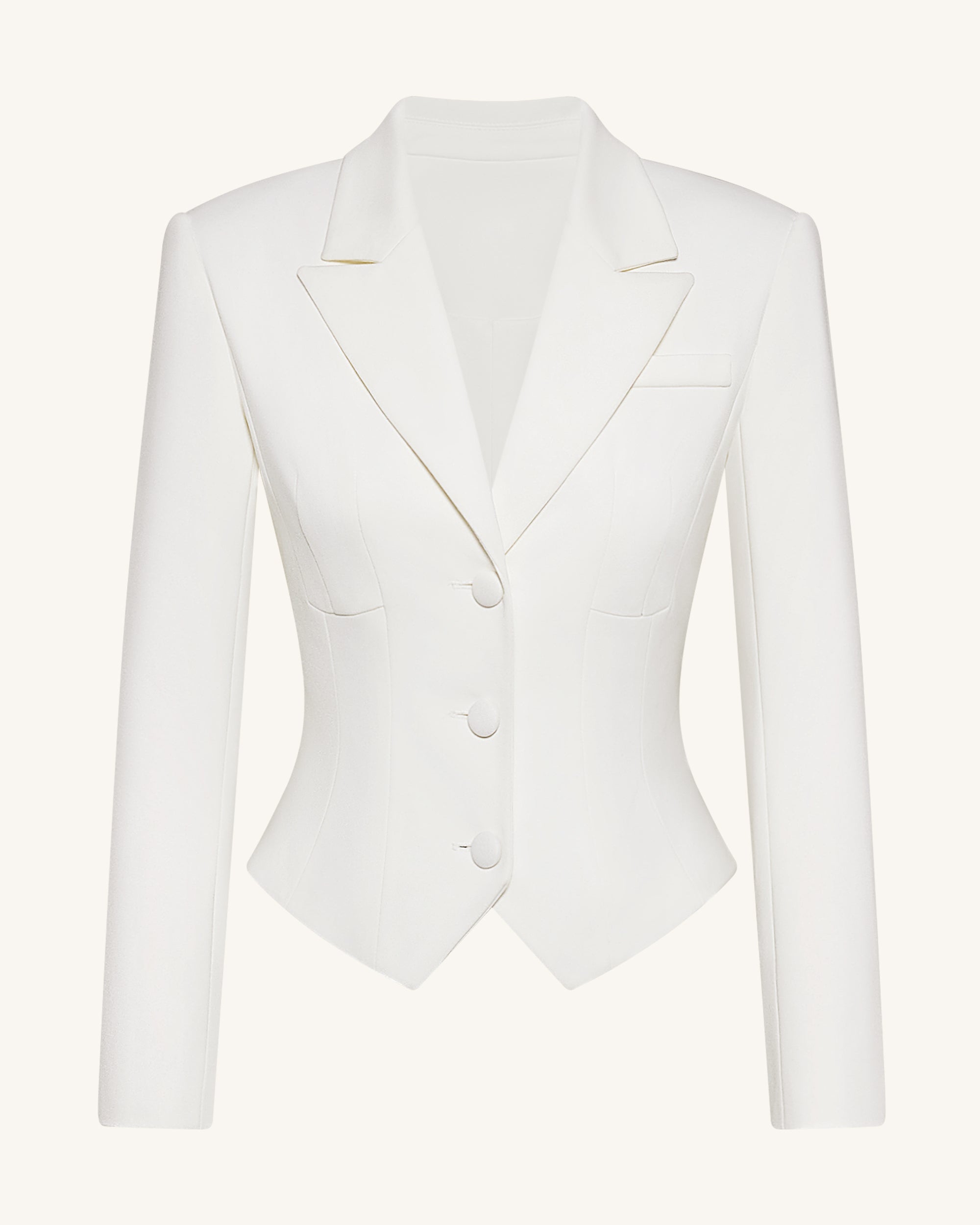 Elena™ | Cropped-Blazer mit betonter Taille – Weiss