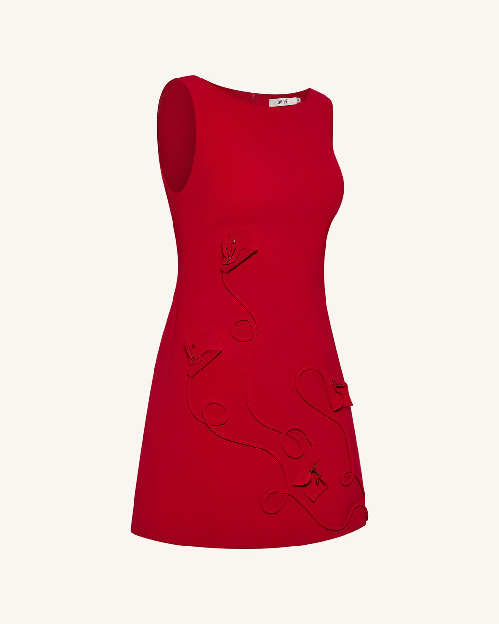 Elara™ | Etui-Minikleid mit 3D-Blumenapplikation – Rot