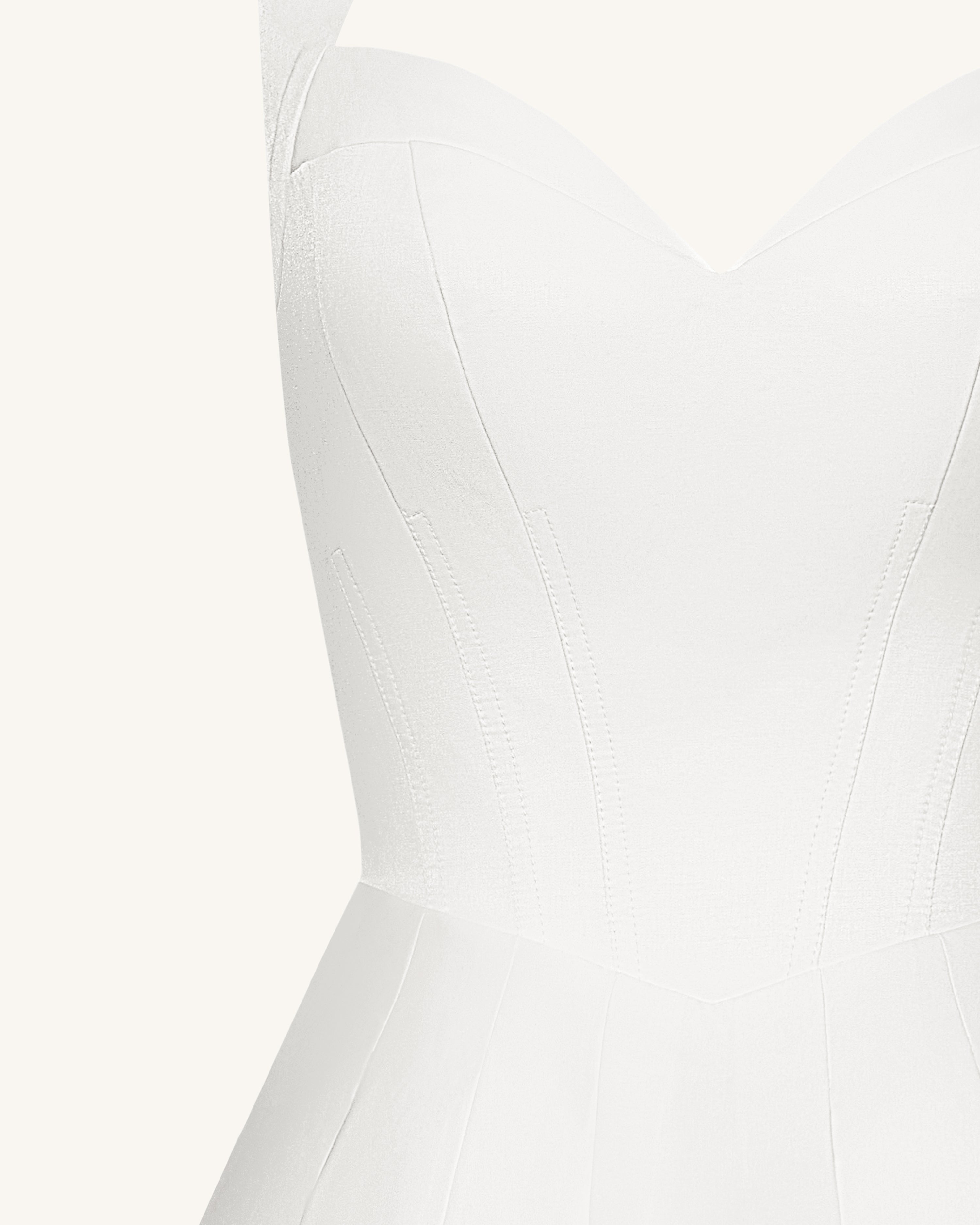 Luna™ | Bustier-Halterneck-Minikleid mit Plissee – Weiss