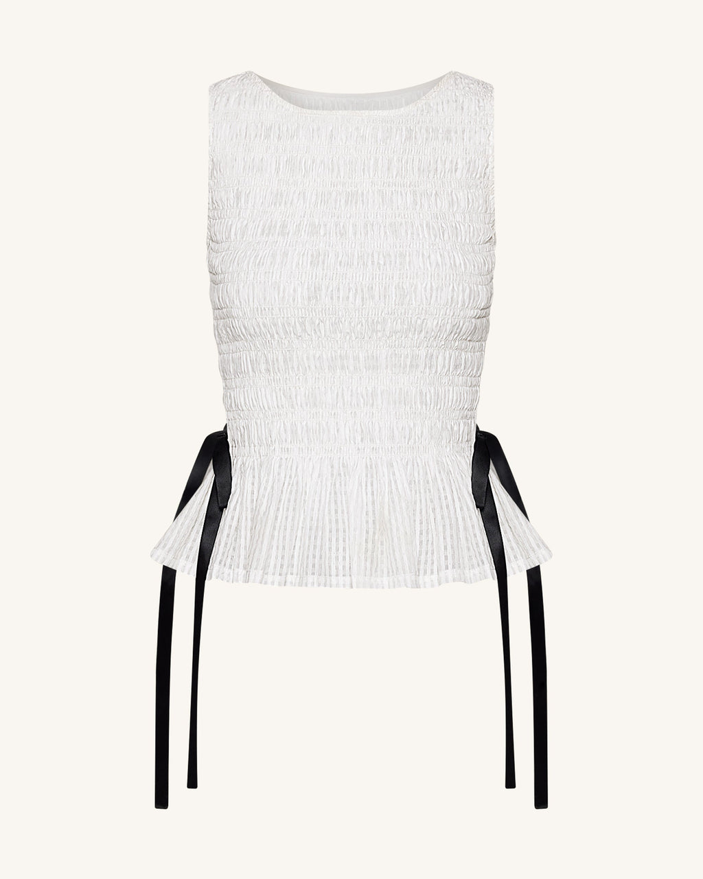 Isabella™ | Smocked Peplum Top ohne Ärmel – Weiss