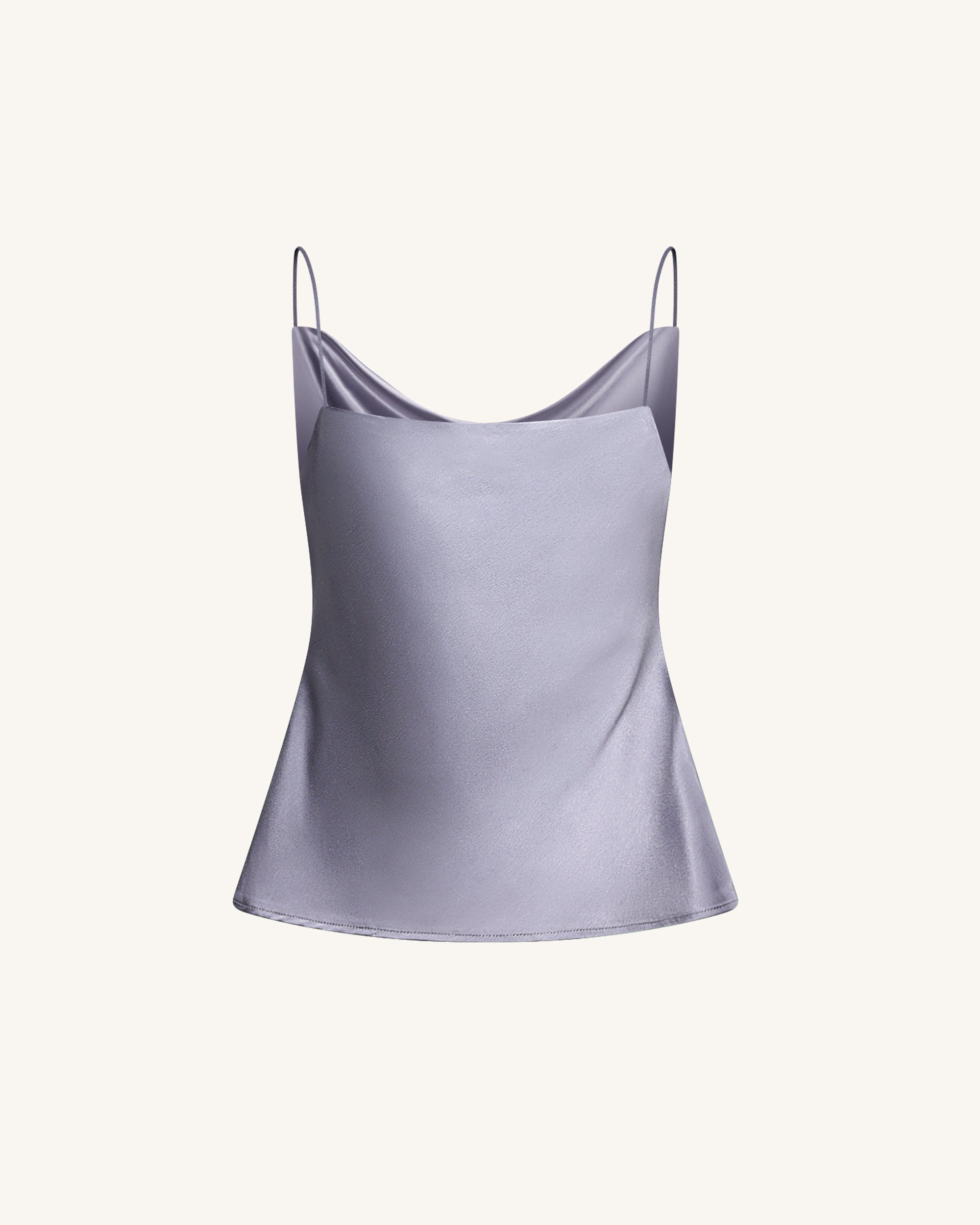 Livia™ | Satin-Camisole mit Wasserfallausschnitt – Silber
