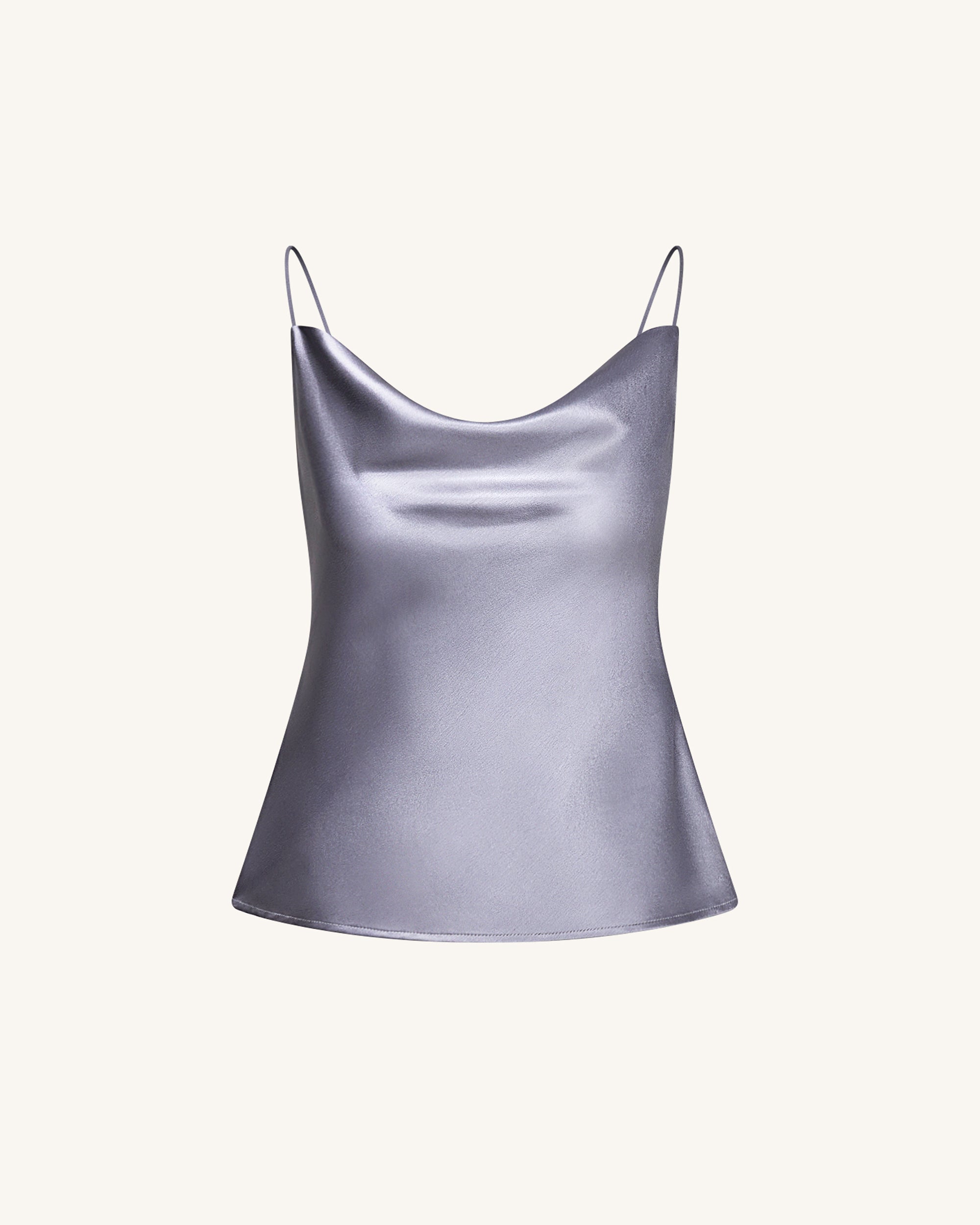 Livia™ | Satin-Camisole mit Wasserfallausschnitt – Silber