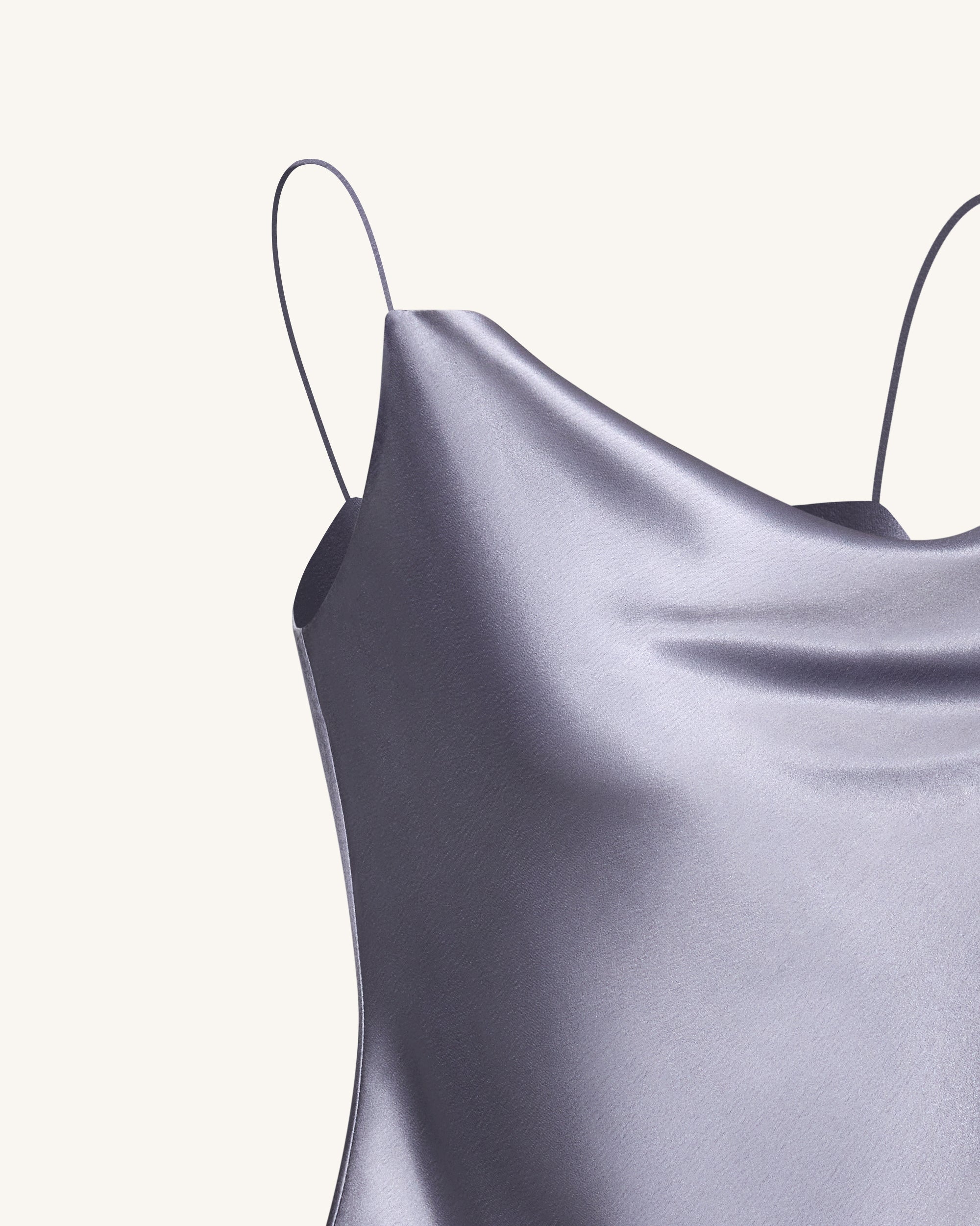 Livia™ | Satin-Camisole mit Wasserfallausschnitt – Silber