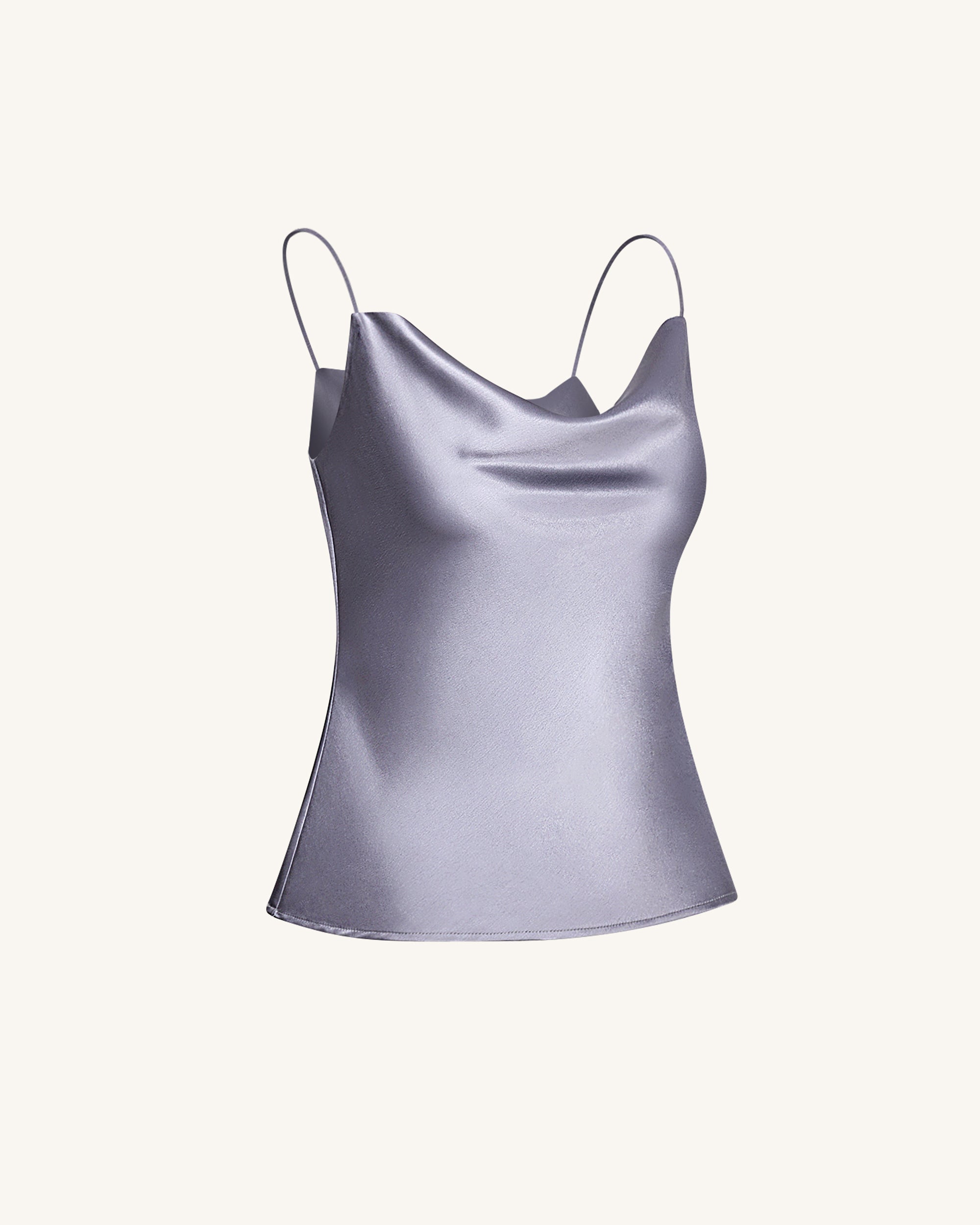 Livia™ | Satin-Camisole mit Wasserfallausschnitt – Silber