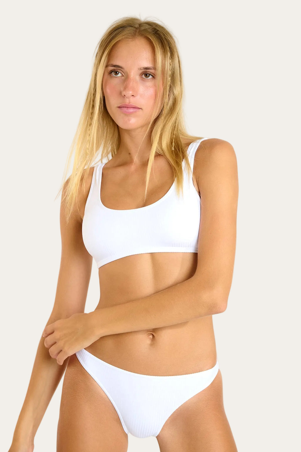 Louane Lodge™ | Weisser Bustier-Bikini in Rippoptik