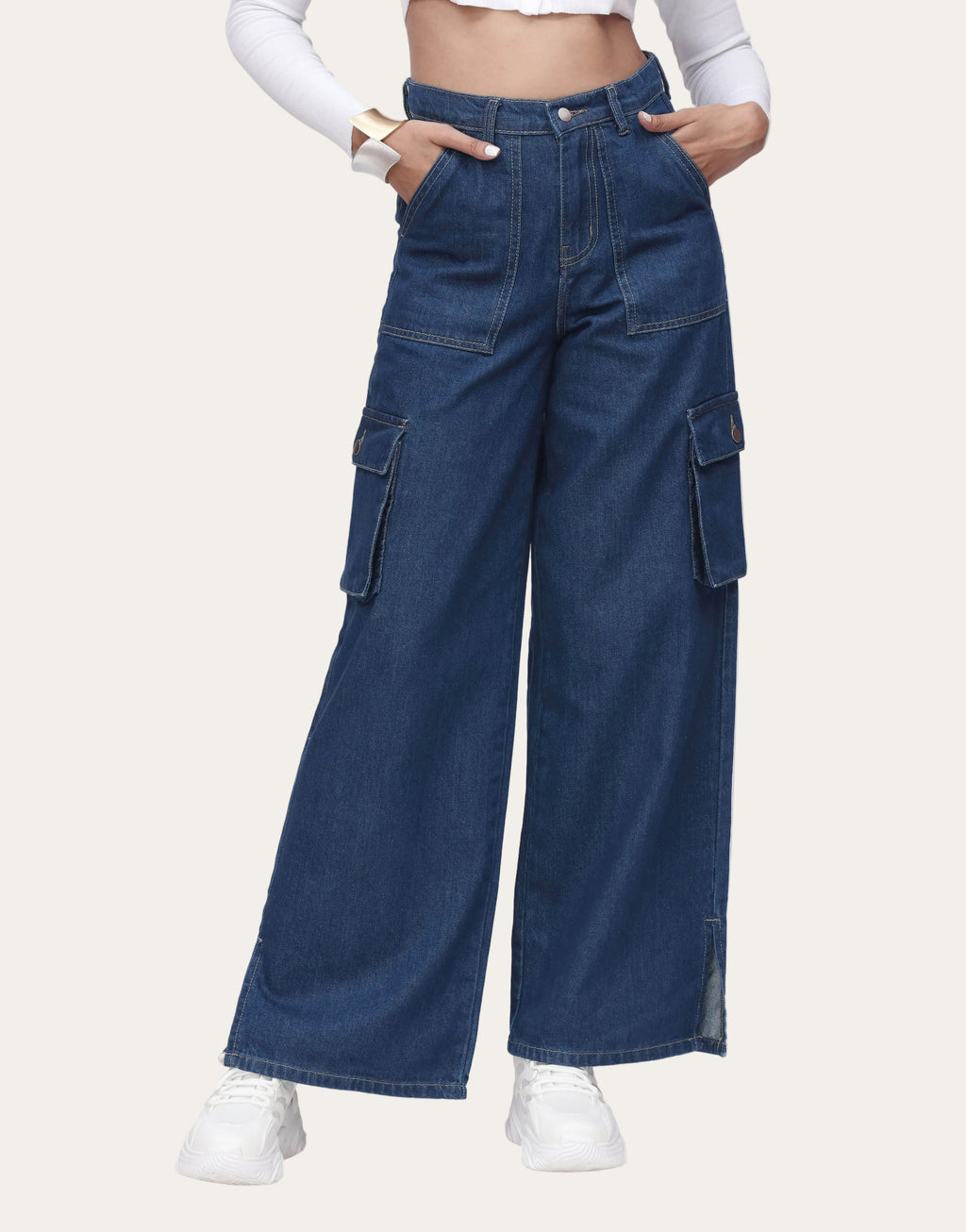 Urban Cargo™ | High-Waist Wide-Leg Cargo Jeans