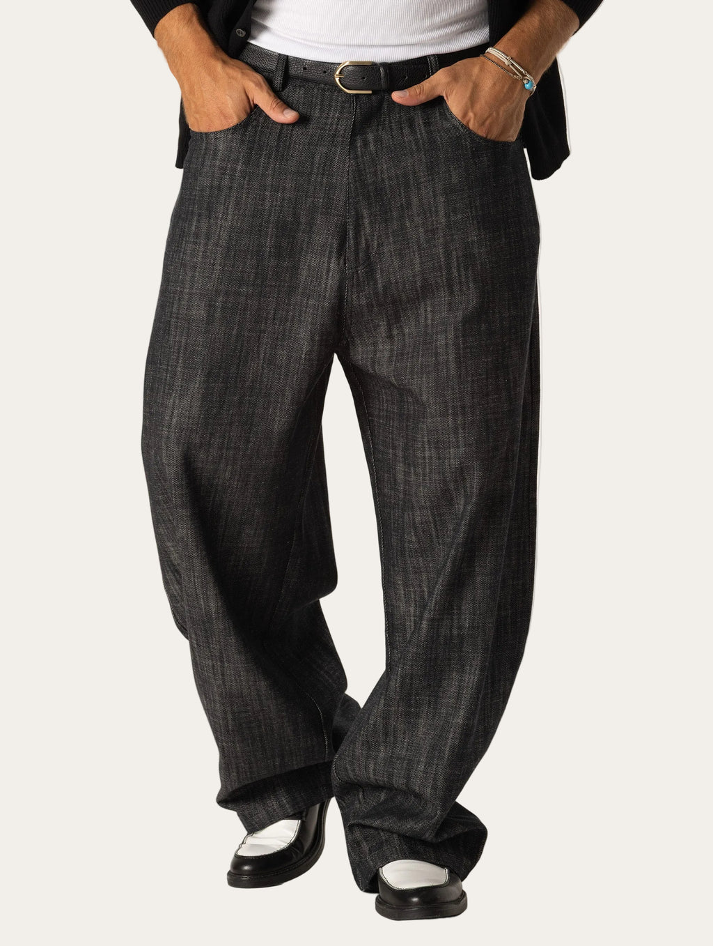 Noctis™ | Strukturierte Baggy Jeans in Schwarz