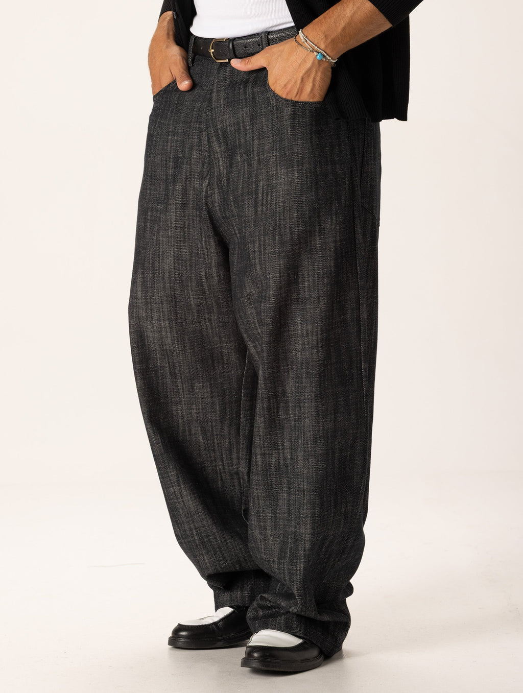 Noctis™ | Strukturierte Baggy Jeans in Schwarz