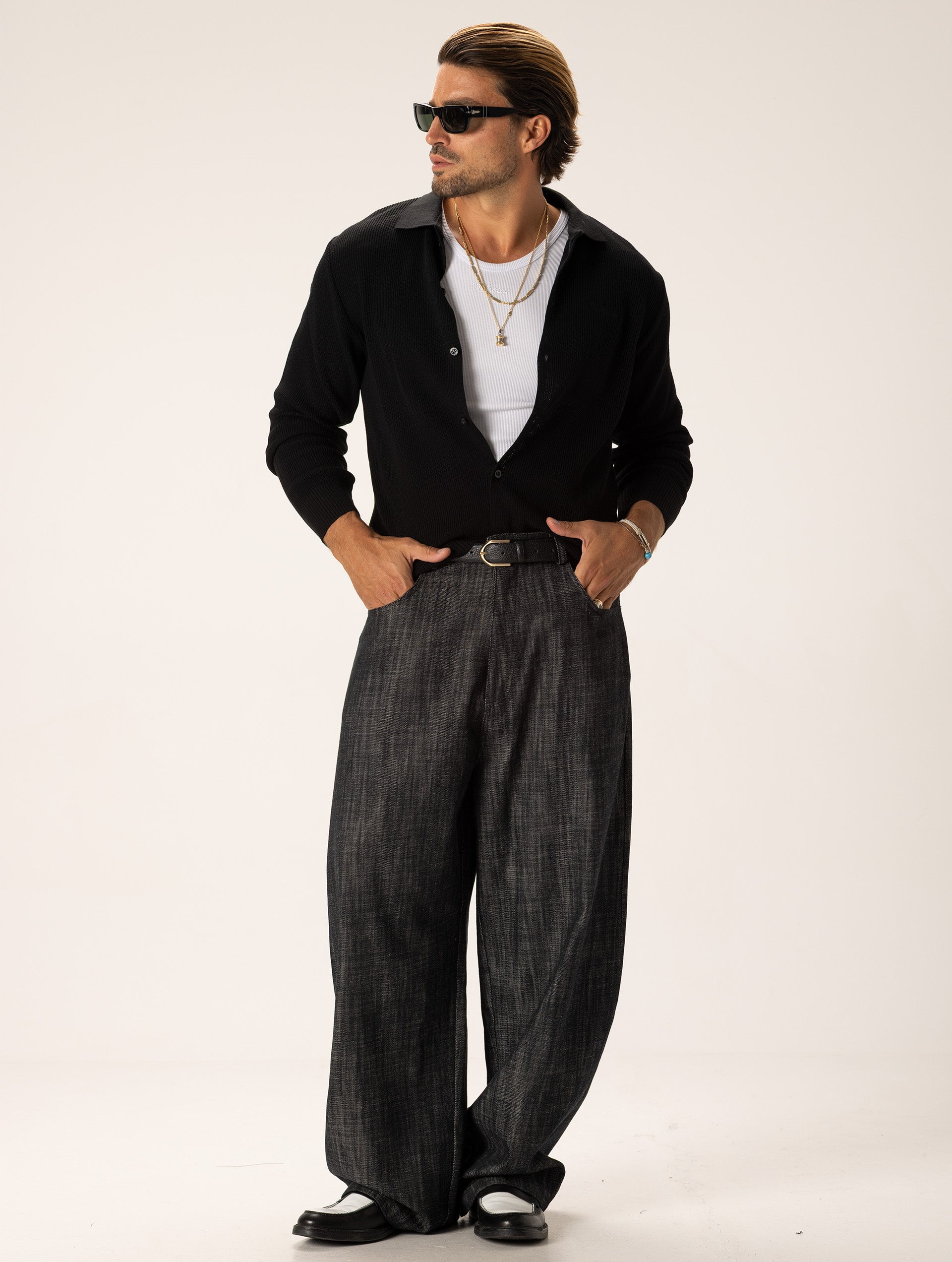 Noctis™ | Strukturierte Baggy Jeans in Schwarz