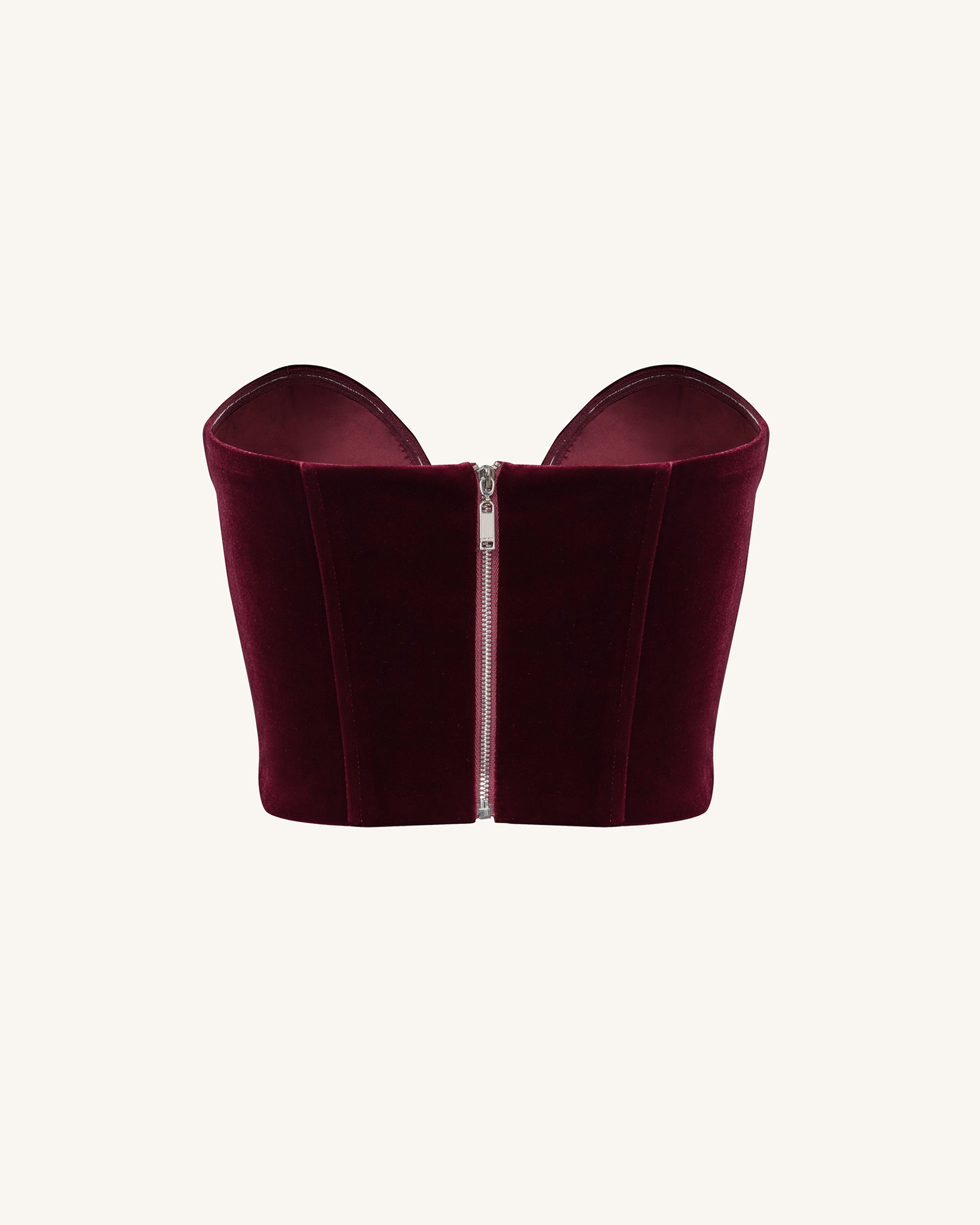 Anna™ | Elegantes Samt-Korsett-Top mit tiefem Dekolleté – Claret