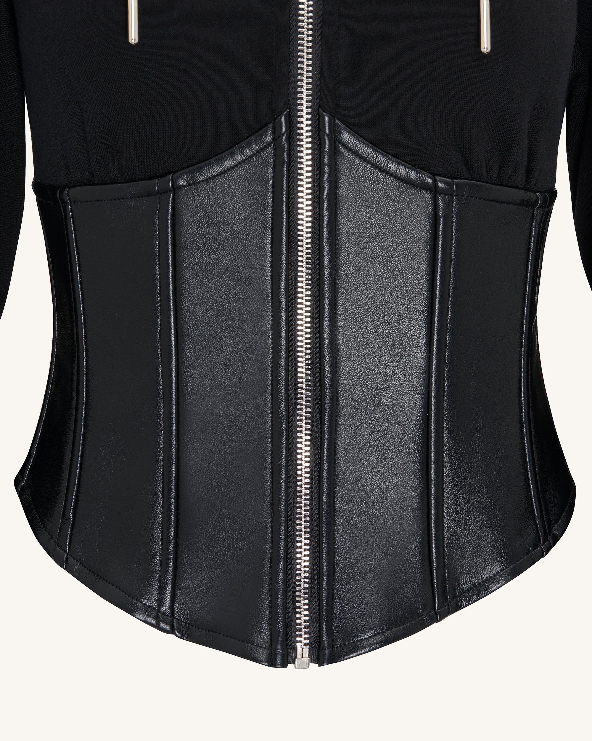 Valentina™ | Strukturierter Corset-Hoodie – Schwarz