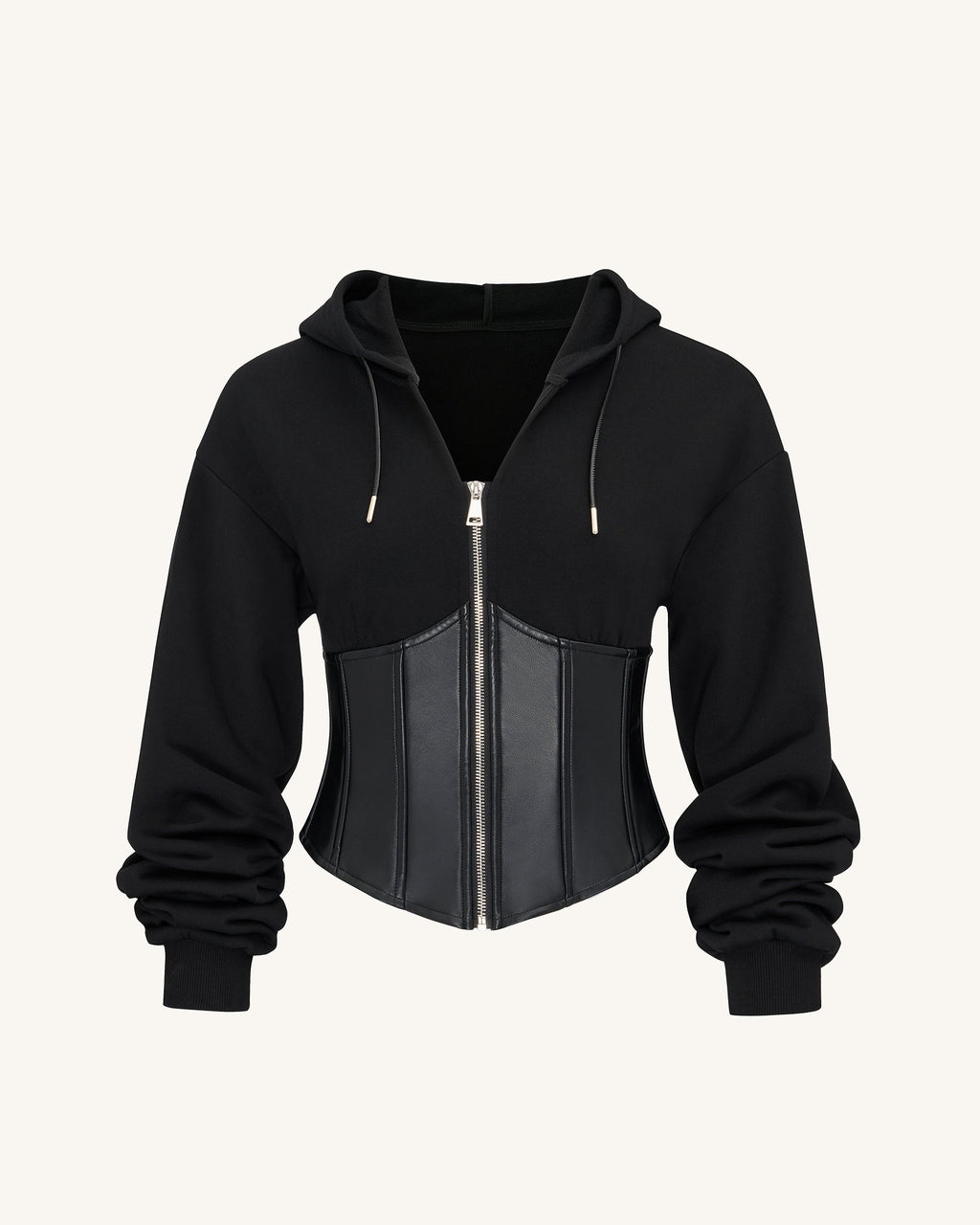 Valentina™ | Strukturierter Corset-Hoodie – Schwarz