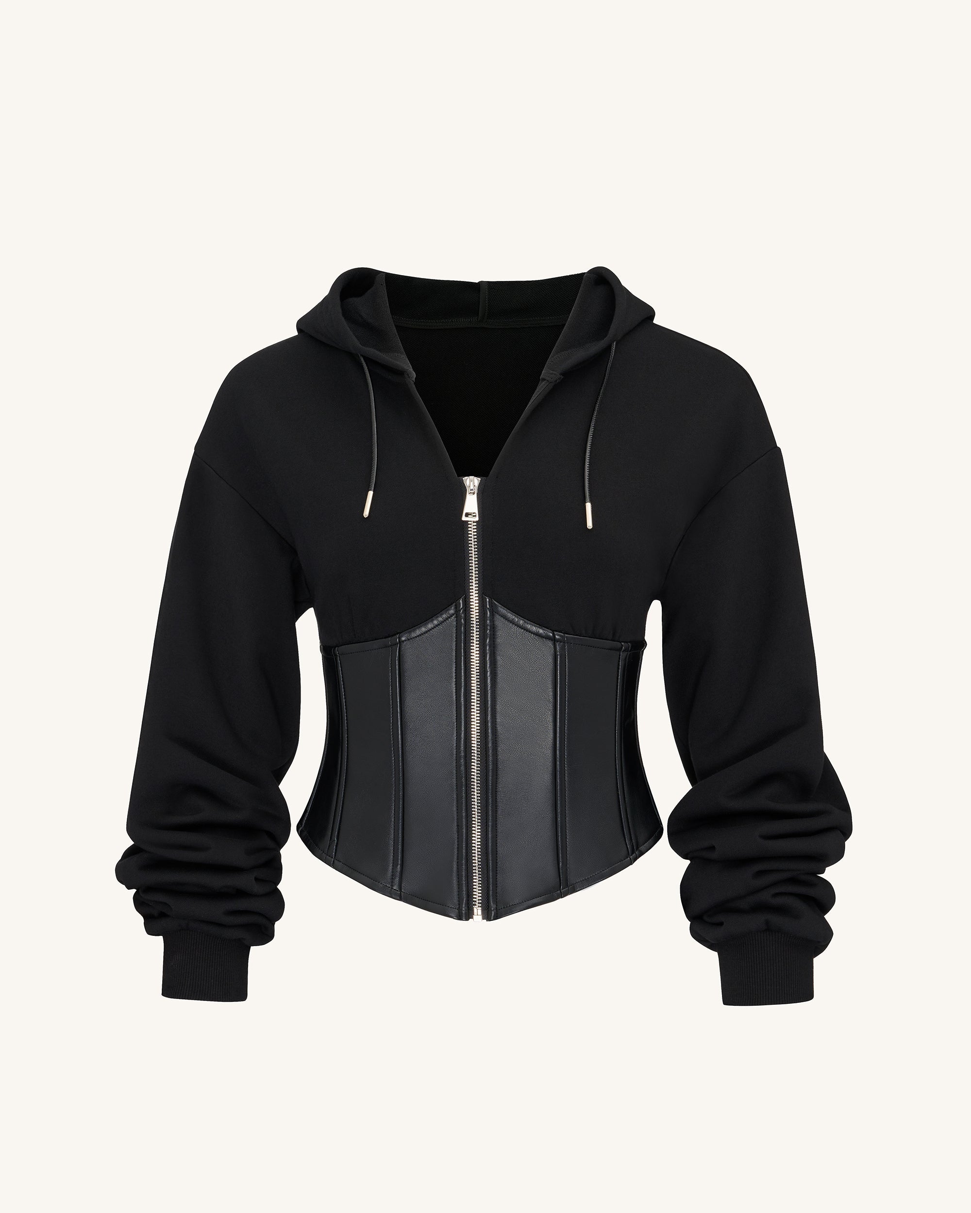 Valentina™ | Strukturierter Corset-Hoodie – Schwarz