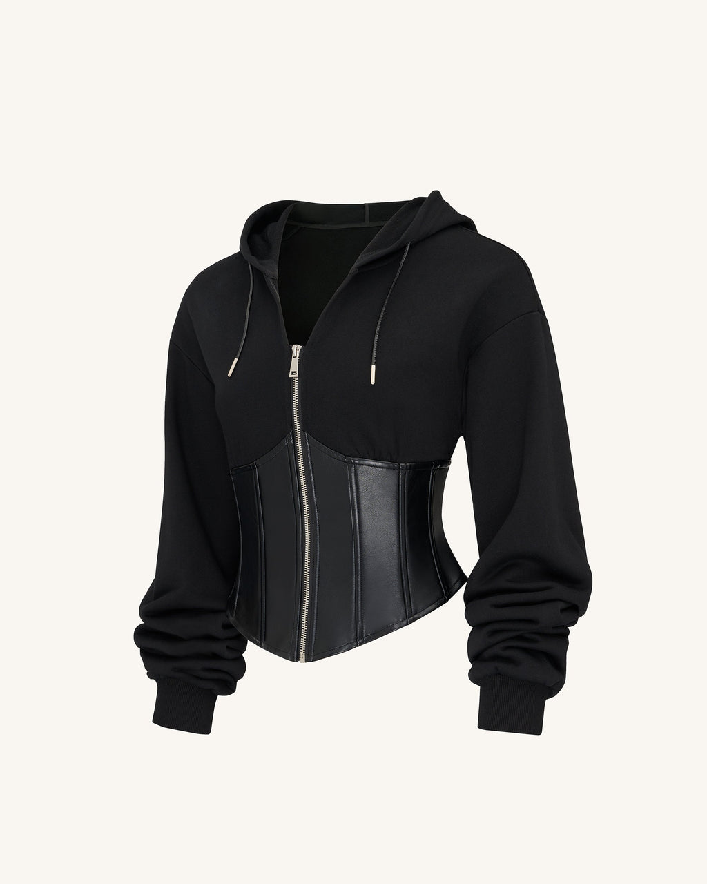 Valentina™ | Strukturierter Corset-Hoodie – Schwarz