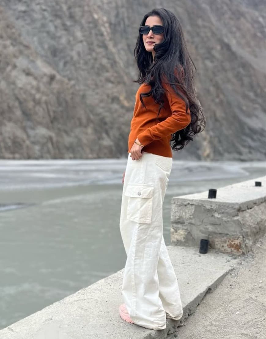 Urban Cargo™ | High-Waist Wide-Leg Jeans mit Cargotaschen in Weis