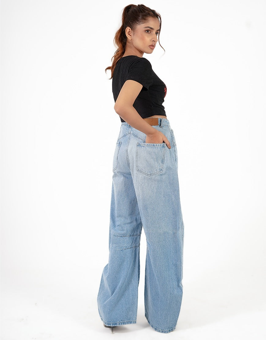 Prestige™ | High-Waist Barrel Jeans in Hellblau