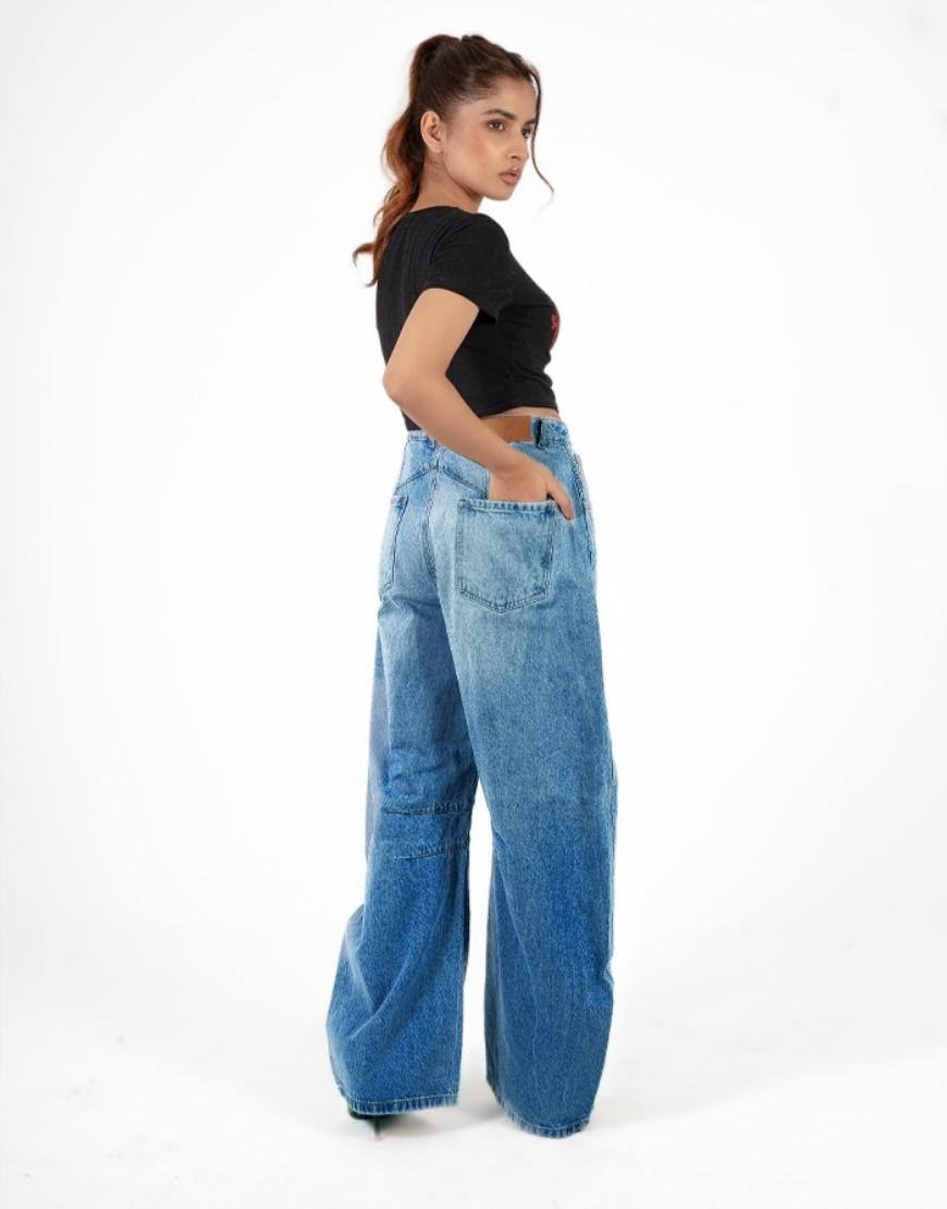 Prestige™ | High-Waist Barrel Jeans in Blau