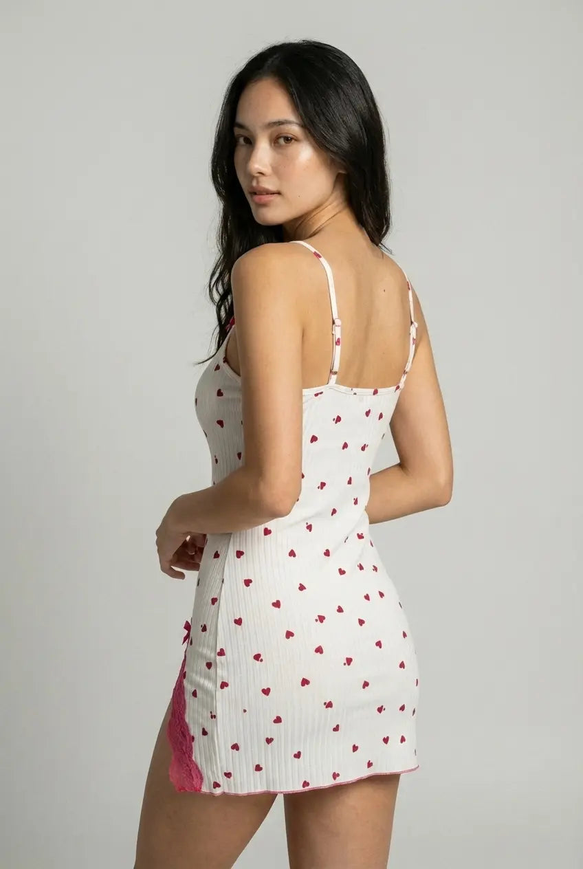 Amélie™ | Herzchen-Slipdress mit Spitze – Pink