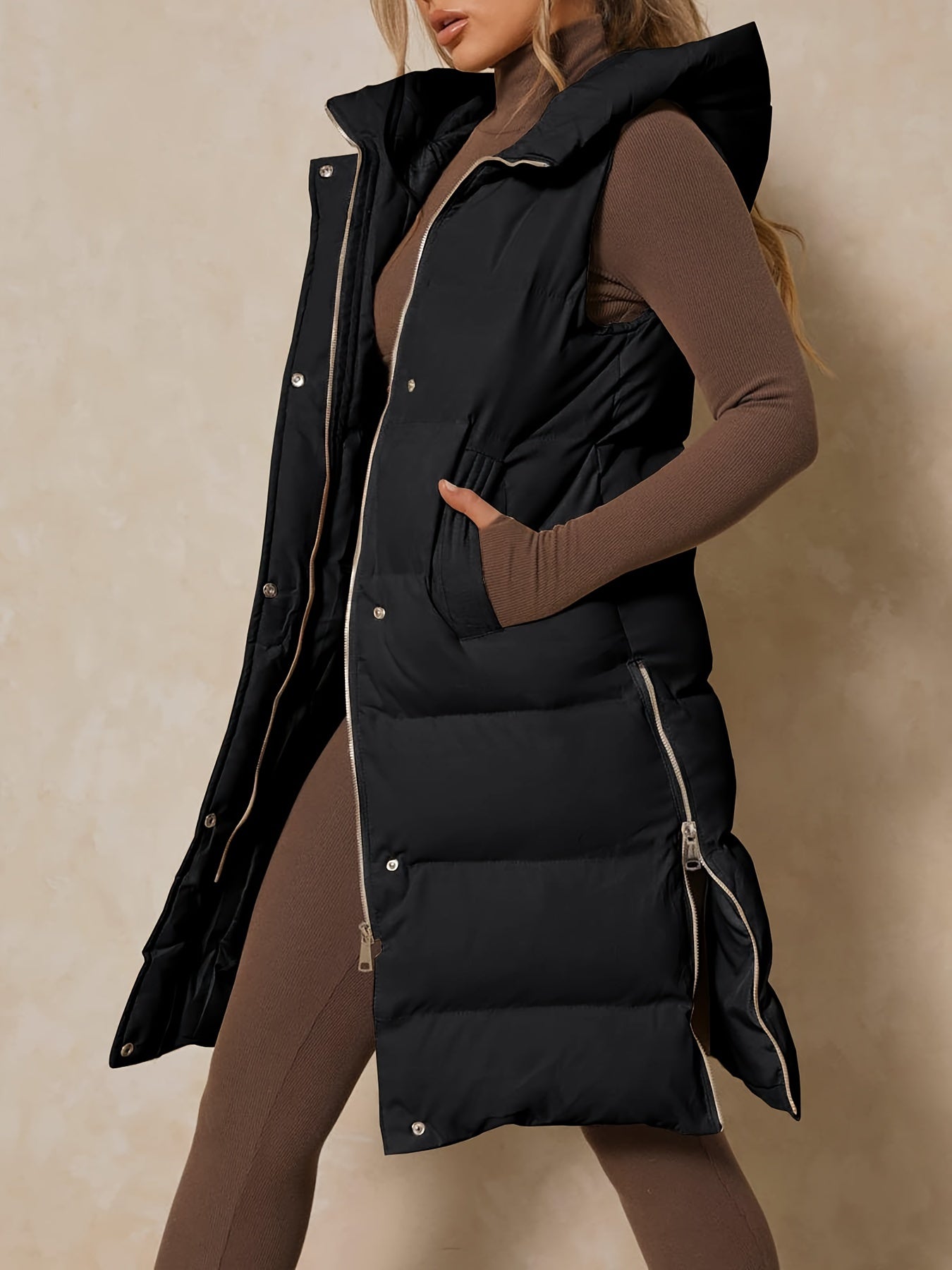 Avalon™ | Warme Longline-Weste mit Kapuze