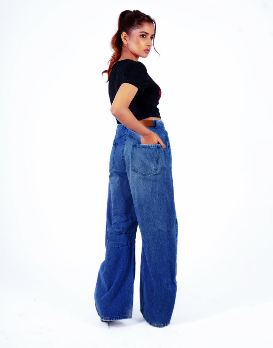 Prestige™ | High-Waist Barrel Jeans in Dunkelblau