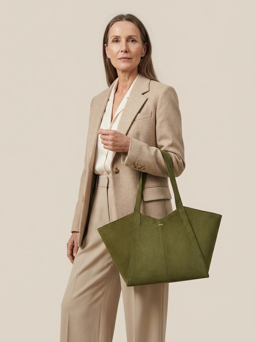 Seraphina™ | Geräumige Tote Bag aus Kunstwildleder Olivgrün