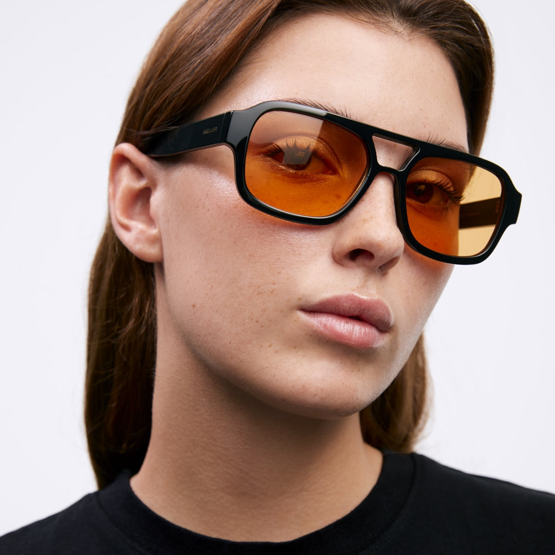 Orion™ | Schwarz & Orange | Oversized Aviator Sonnenbrille